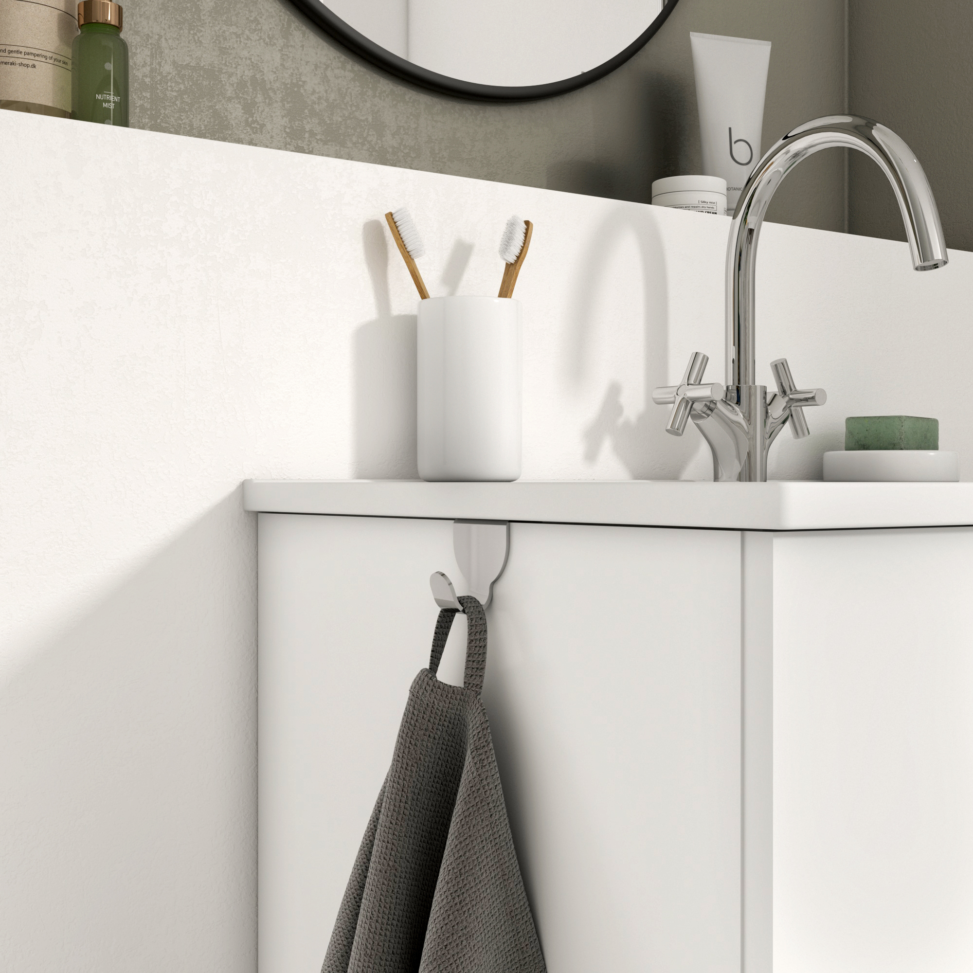 Crochet pour pour barre de crédence, gris / argent chromé SENSEA - 4