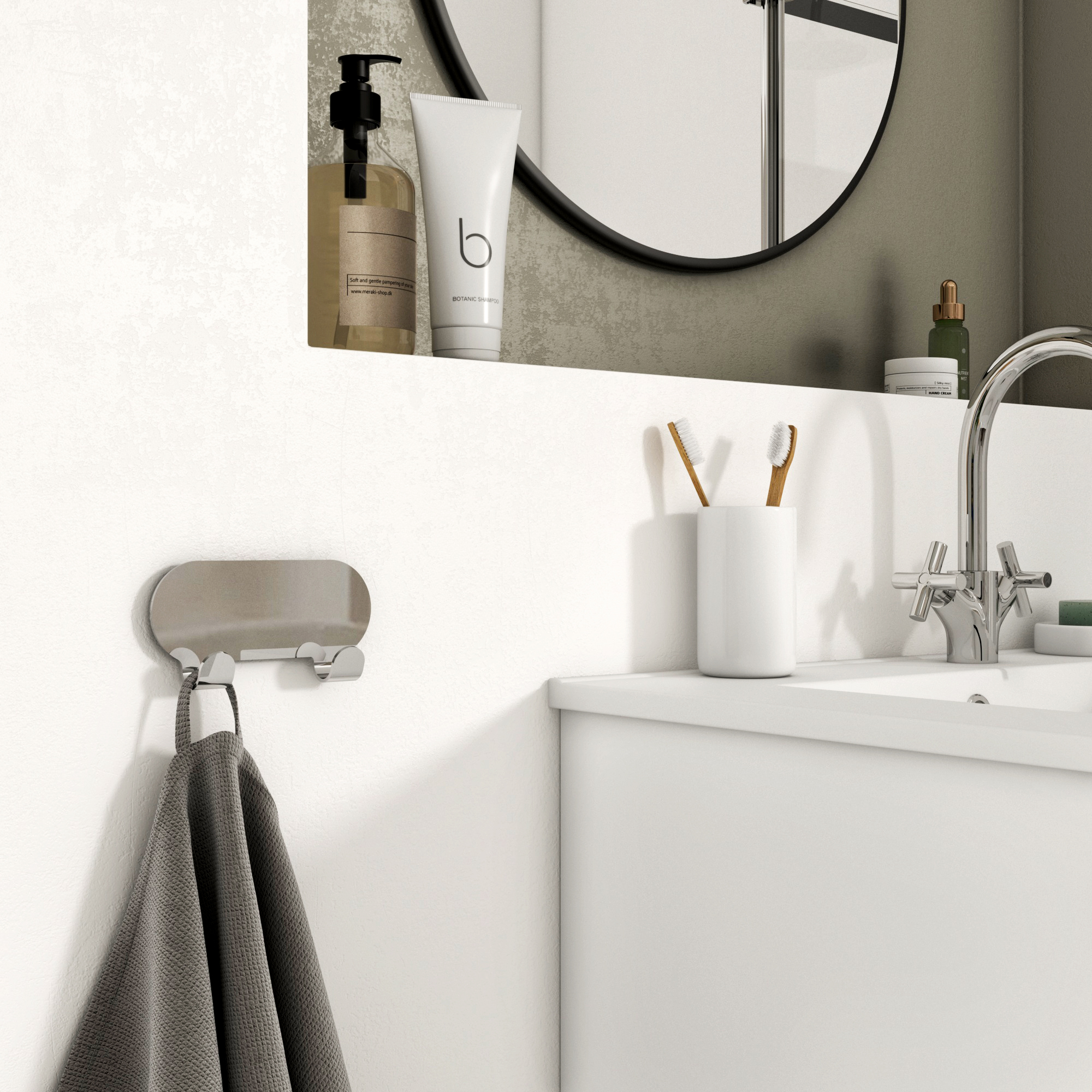 Haczyk łazienkowy podwójny samoprzylepny lub do przykręcenia Easy biały SENSEA - 2