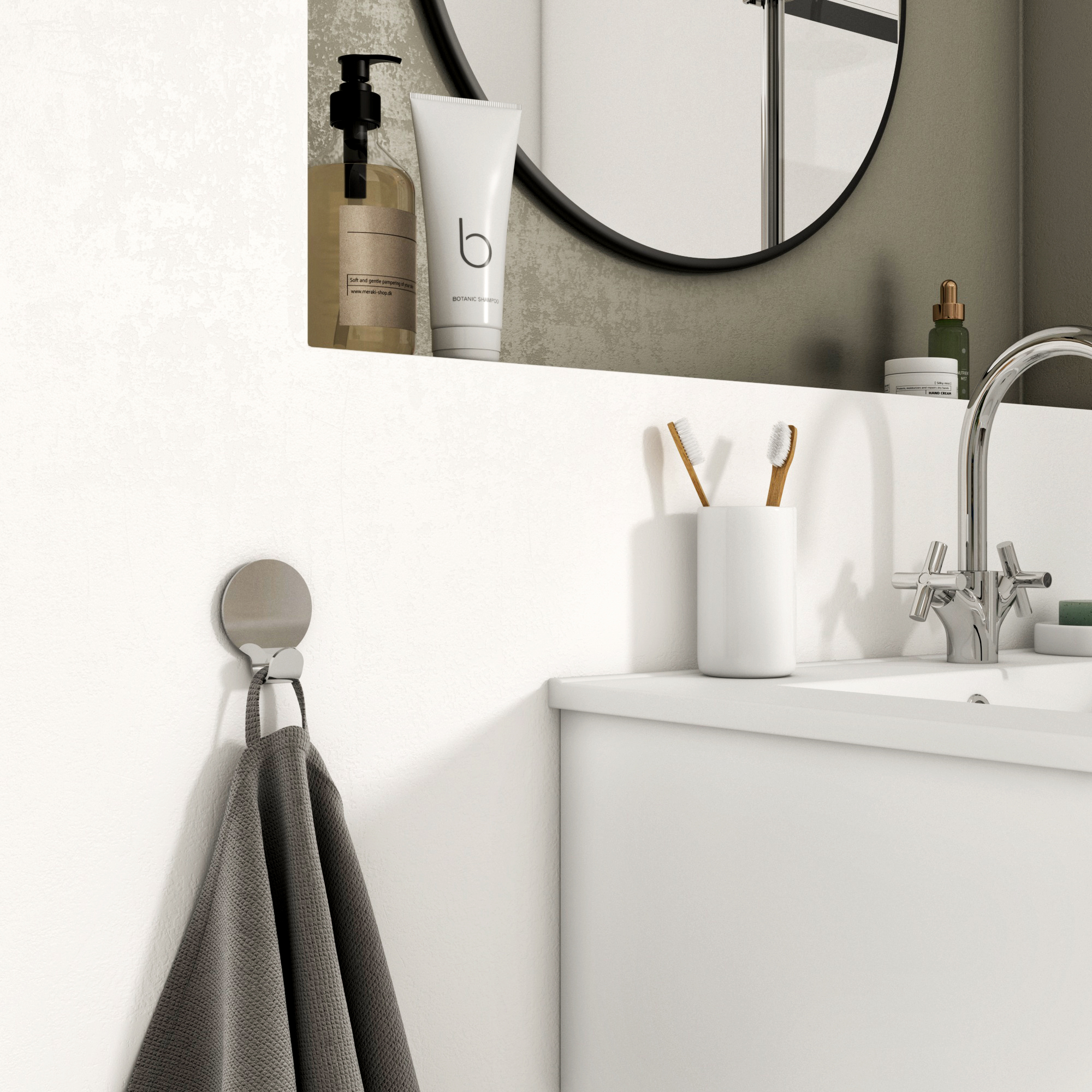 Patère à visser gris / argent Essential SENSEA - 4