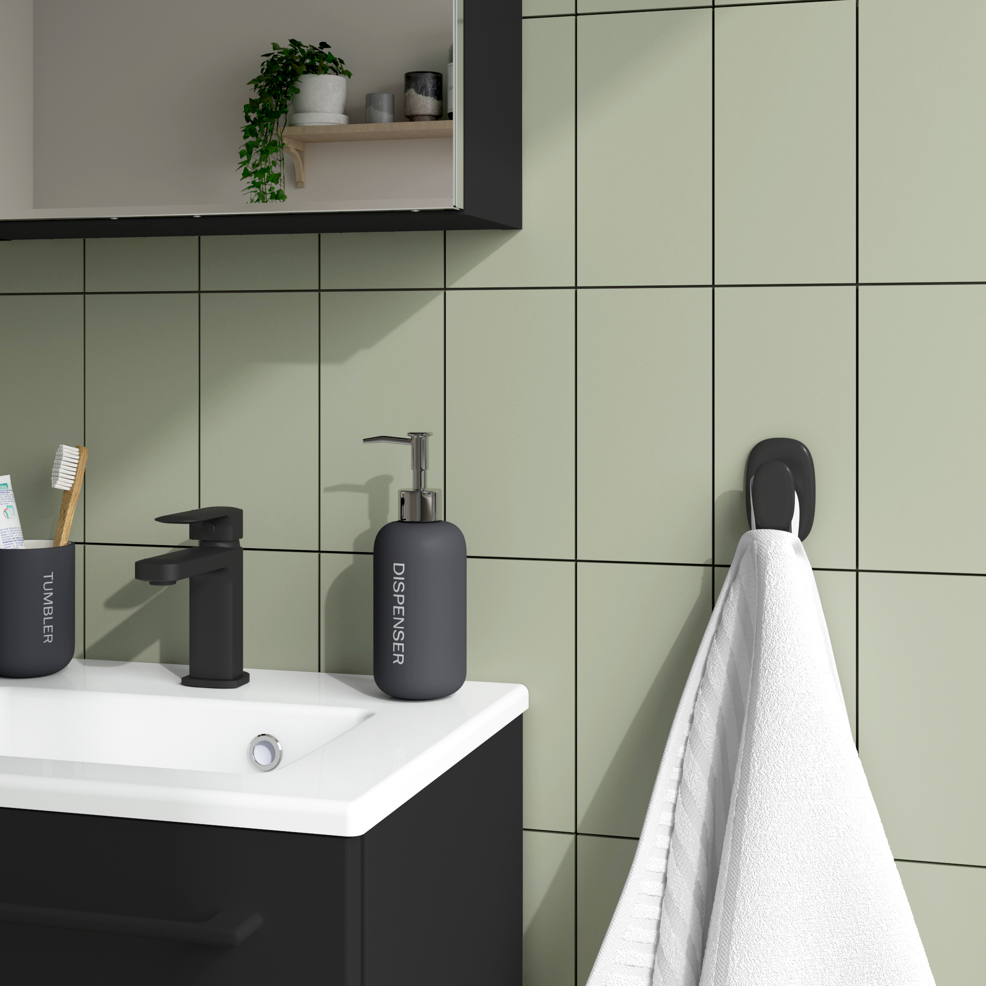 Patère à visse l. 4,9 x H. 7,7 x P. 4,3 cm, noir, Remix SENSEA - 4