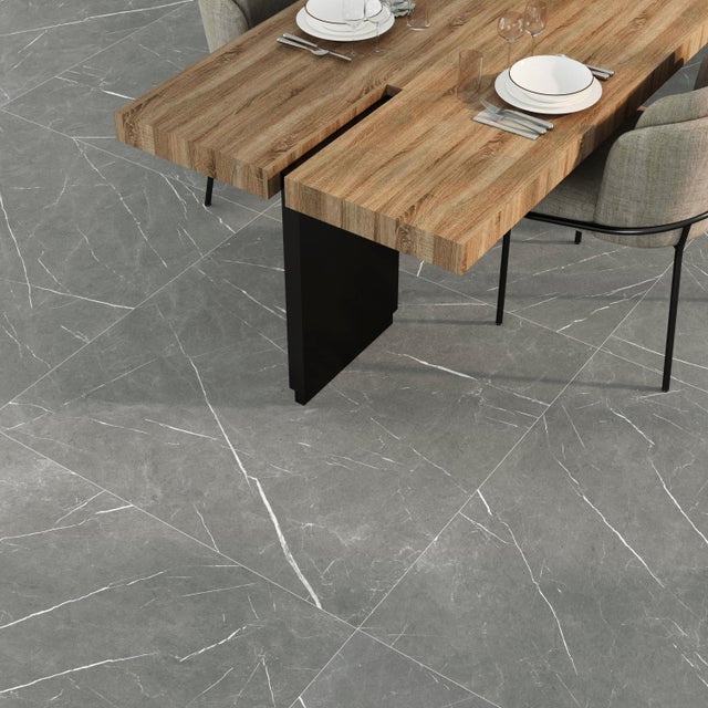 Piastrella da pavimento e rivestimento interno in gres porcellanato 120 x 120 cm rettificato grigio opaco Eternal Dark R9 traffico medio forte (pei 3/5) Sp. 9 mm 1.44 mq
