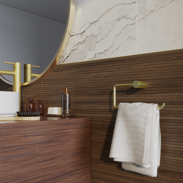 Anneau porte-serviette mural 1 barre à visser / à monter or Neo SENSEA