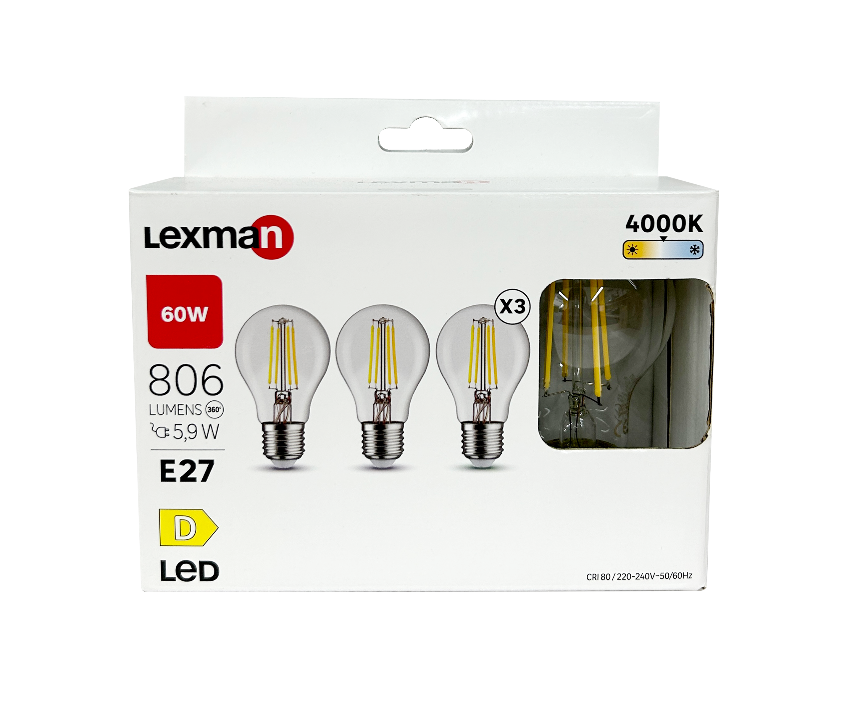 Żarówka LED E27 3 szt. 5,9 W 806 lm Neutralna biel Lexman - 9