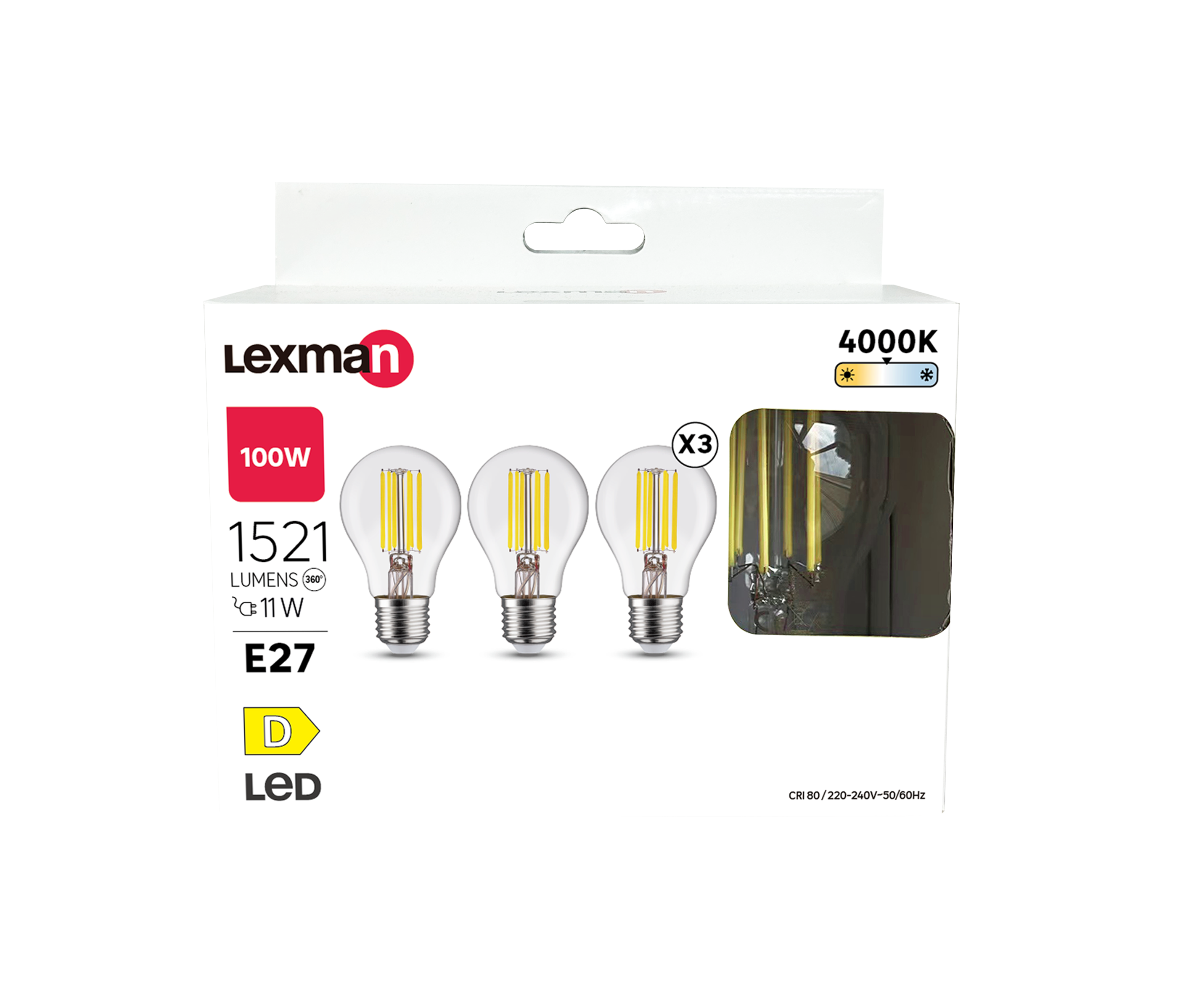 Żarówka LED E27 3 szt. 11 W 1521 lm Neutralna biel Lexman - 8