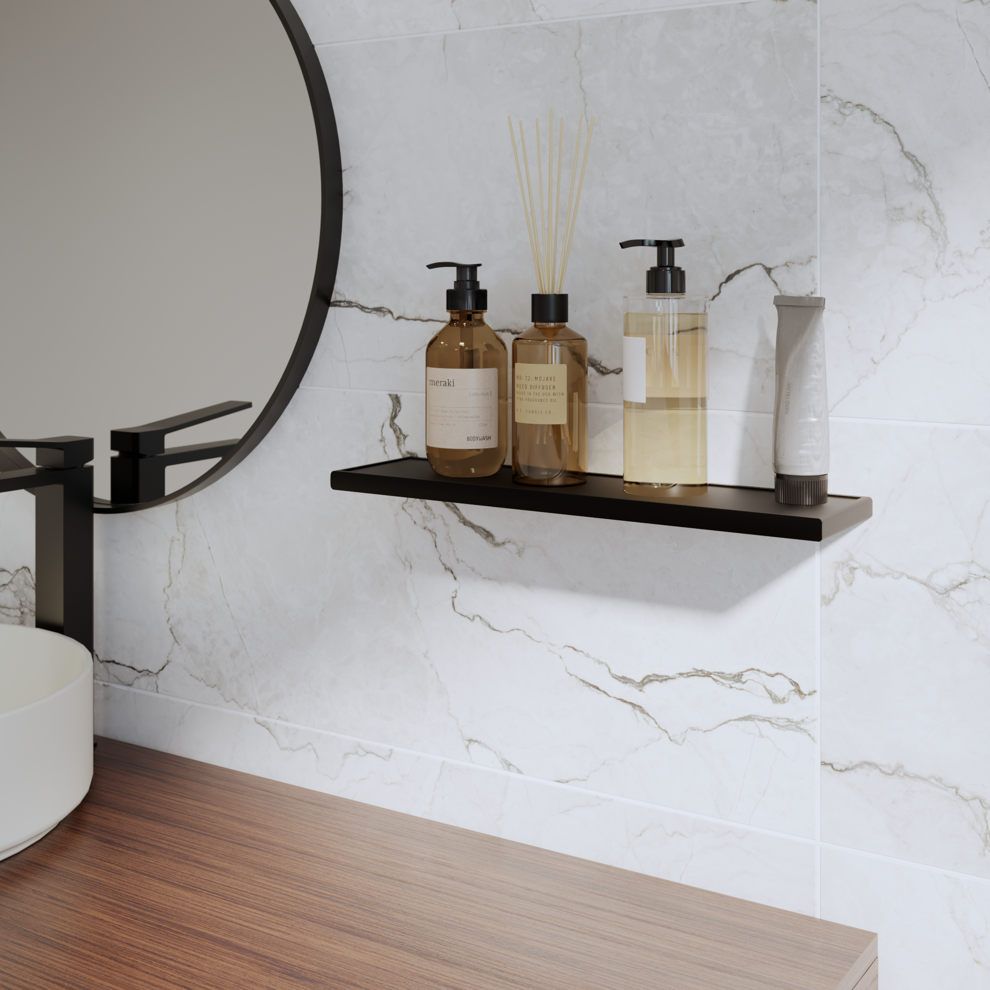 Mensola Da Bagno In Legno E Metallo Senza Fori – Organizer A 2 Ripiani, 35x20x5,5 Cm, Portaspezie E Cosmetici, Per Cucina E Ufficio, Multifunzione
