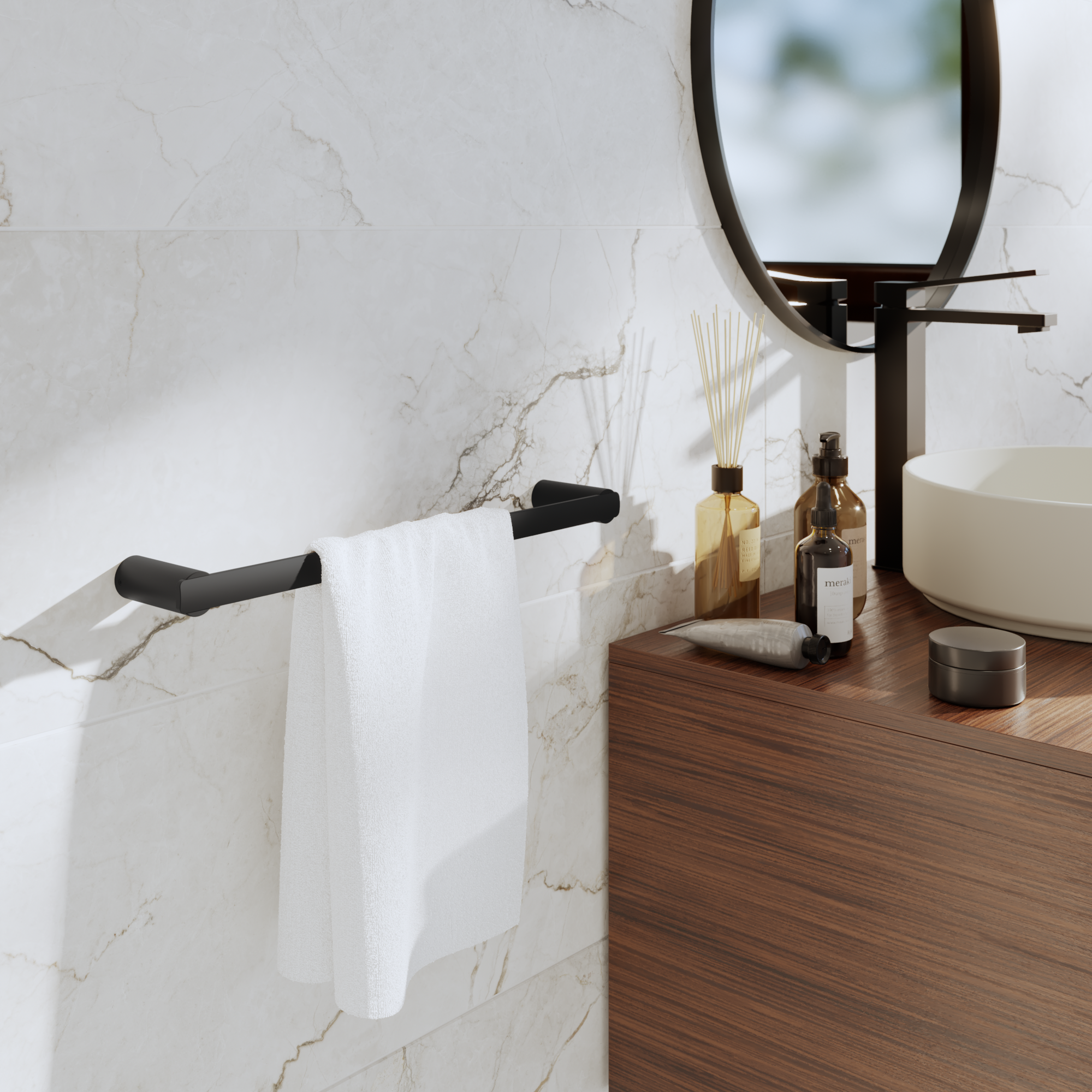 Wieszak łazienkowy na ręcznik przykręcany 35 cm Neo czarny mat Sensea - 3