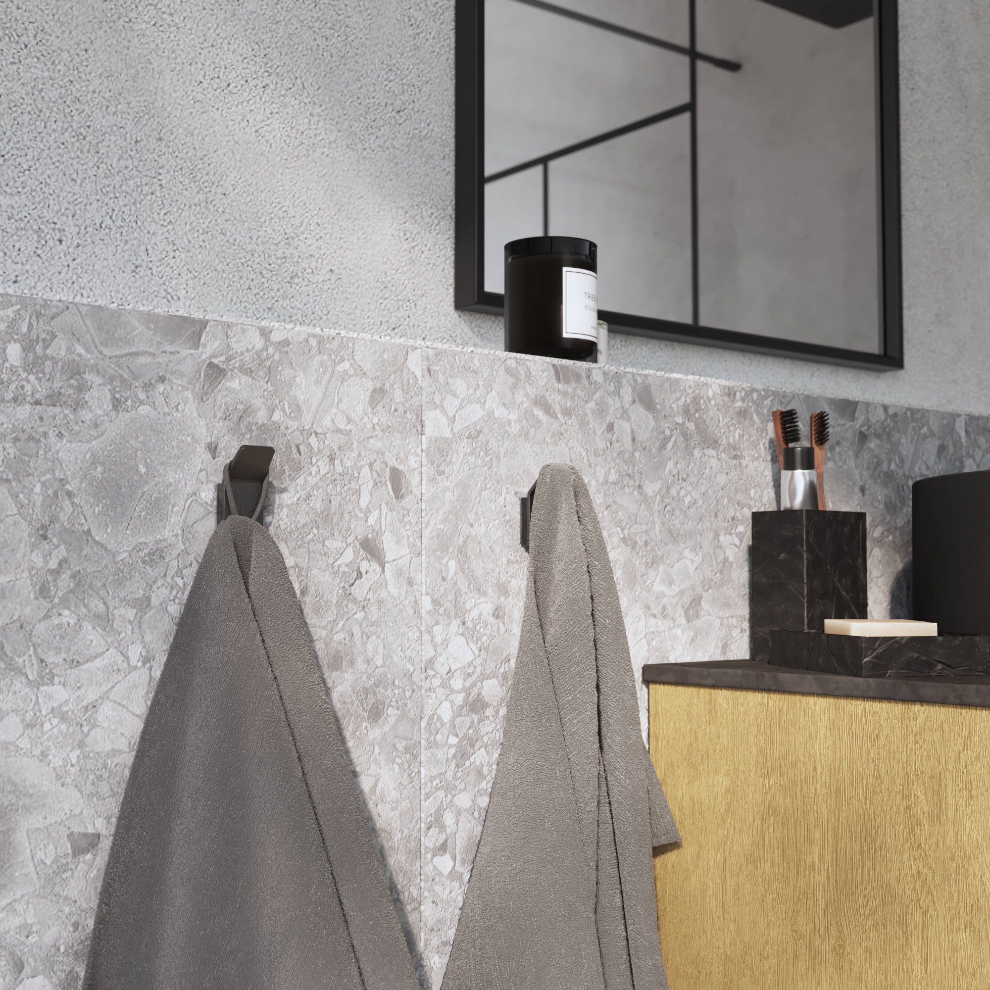 Percha/perchero Studio acero negro  con 2 ganchos - 5