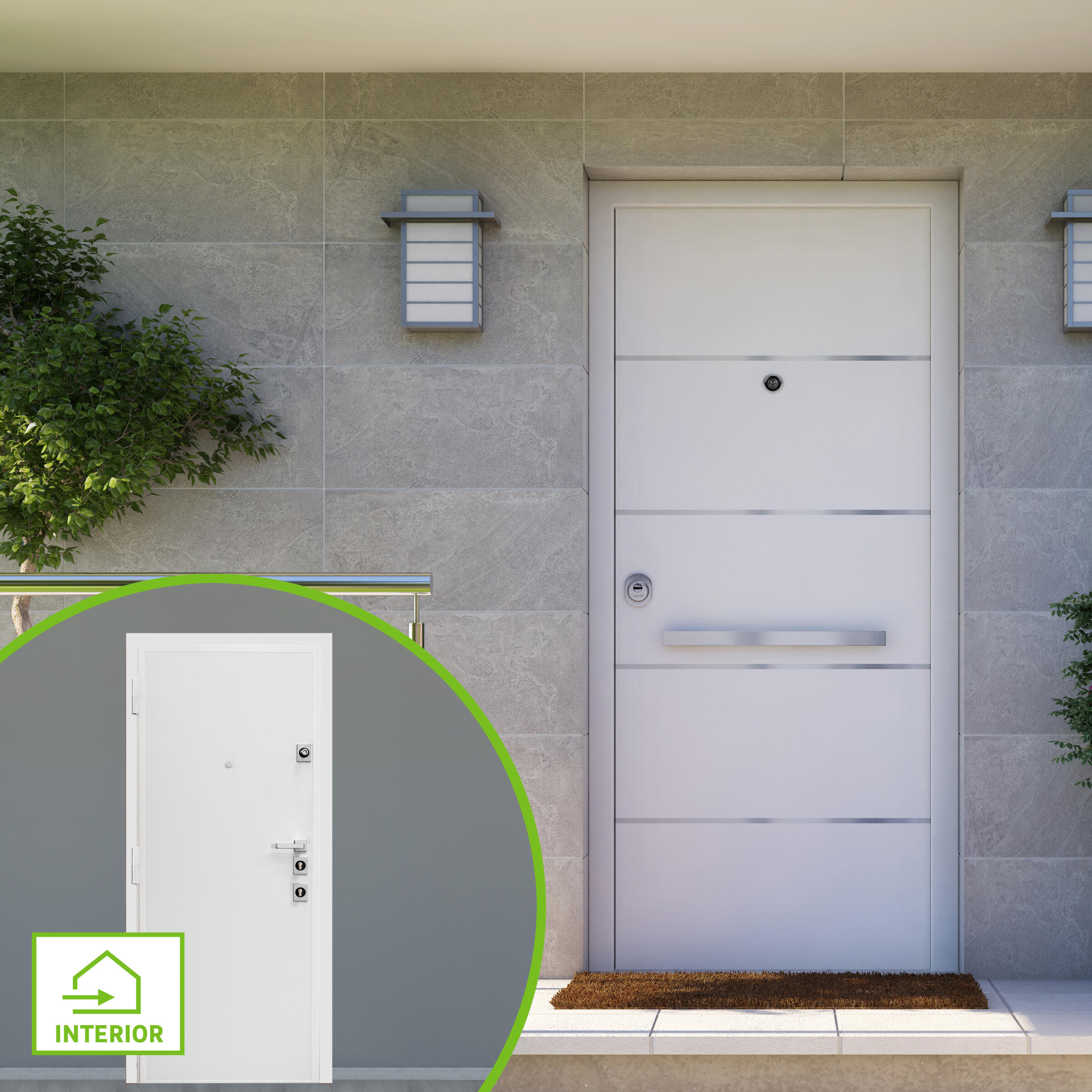 Puerta de entrada acorazada 3101 avia derecha blanco/blanco de 90x209 cm