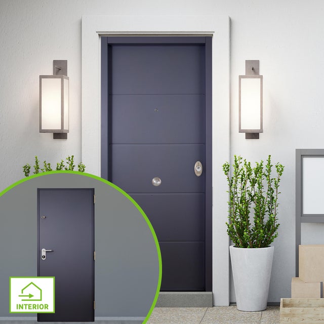 Puerta de entrada acorazada serie V fresada Antracita / interior liso antracita apertura izquierda 206x89cm