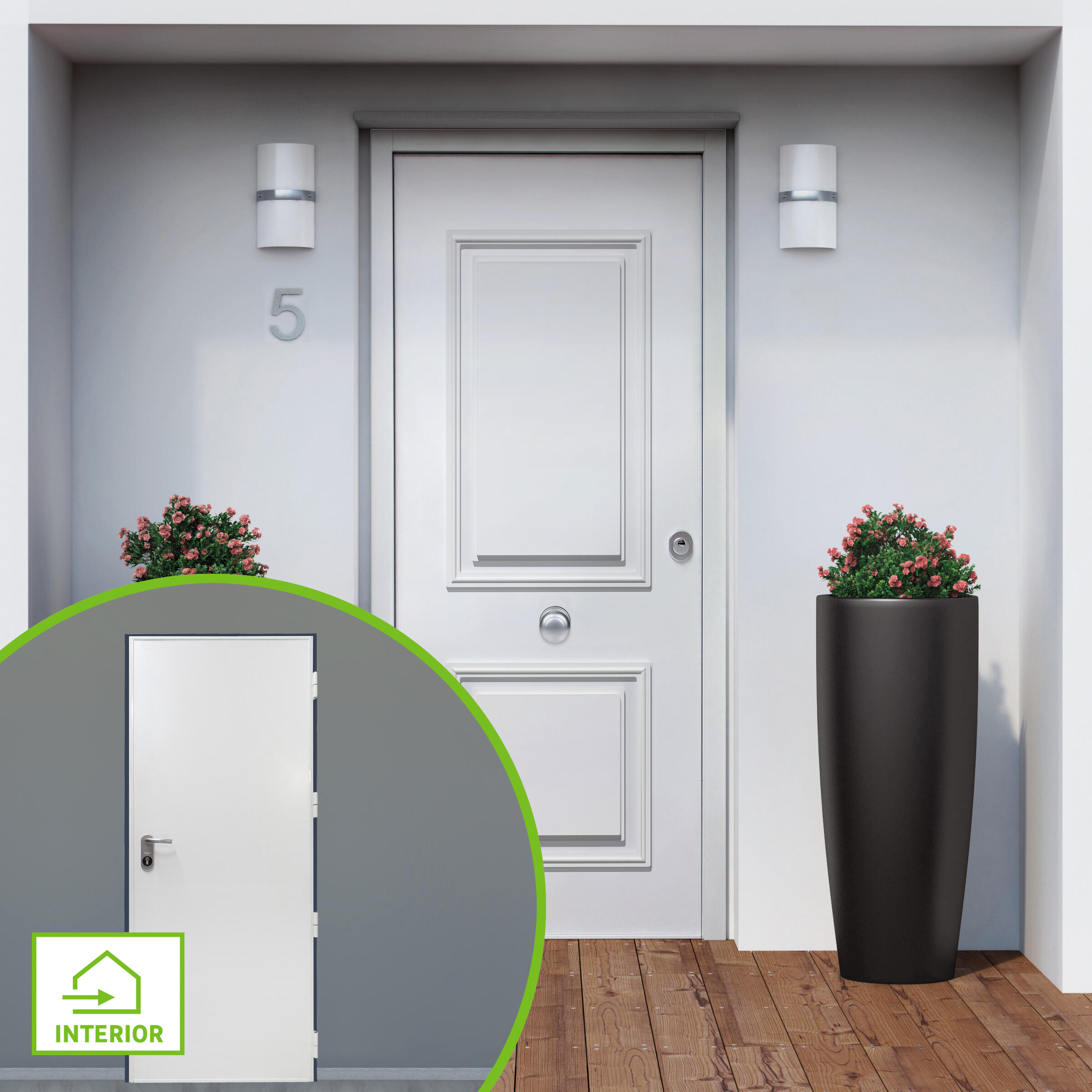 Puerta de entrada acorazada 3101 2 cuadros izquierda blanco/blanco de 90x209 cm