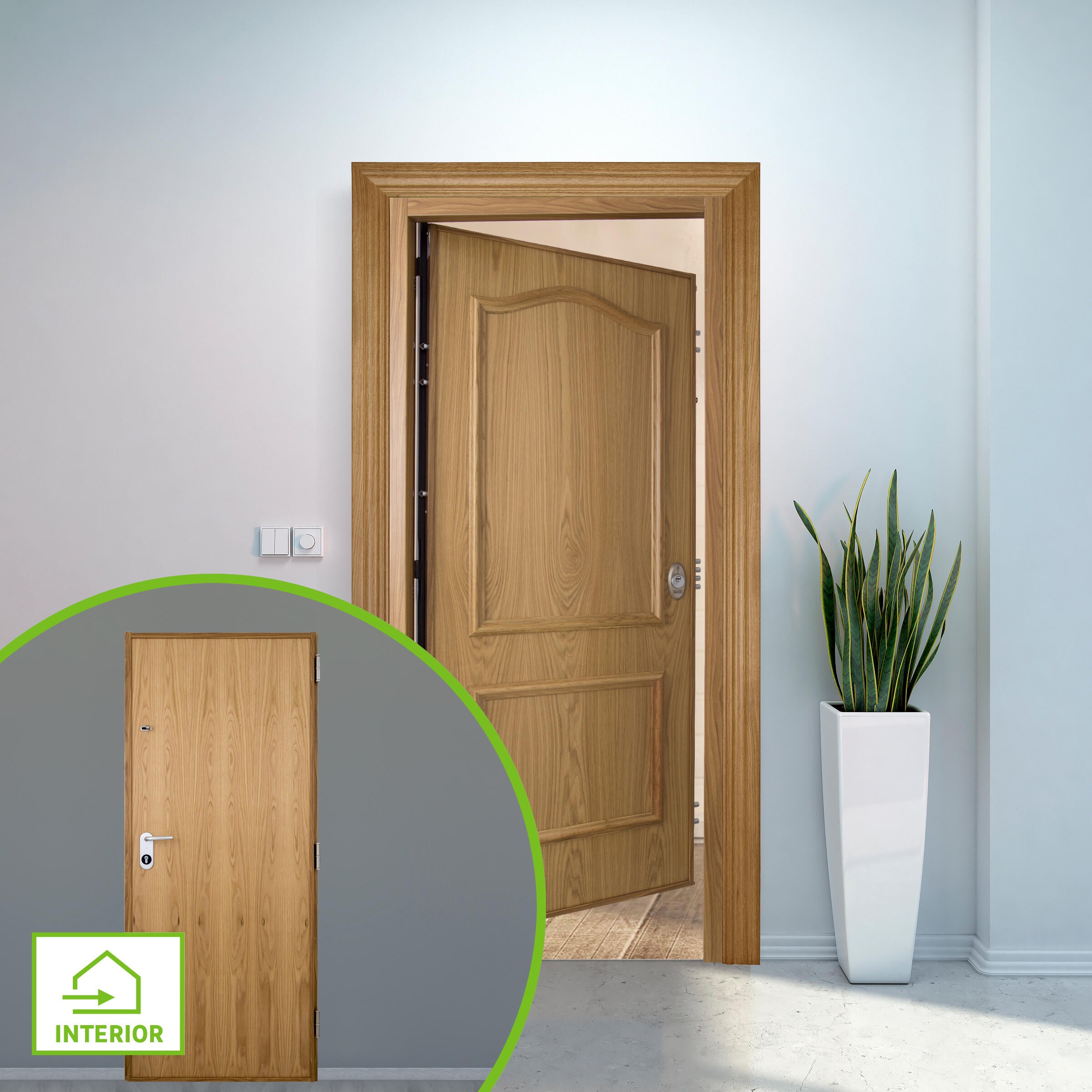 Puerta de entrada acorazada serie V provenzal roble / interior liso roble apertura izquierda 206x89cm - 2