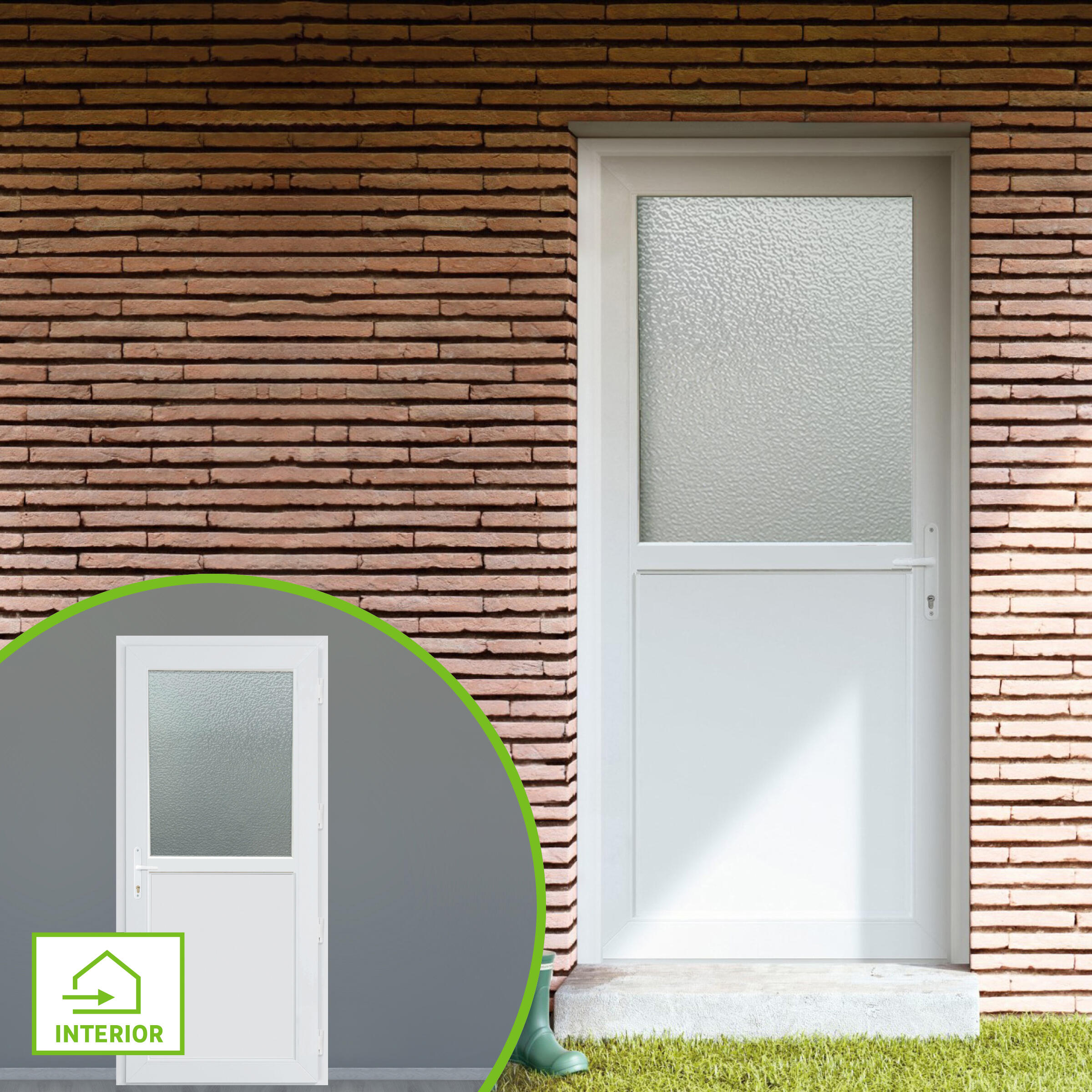Puerta de entrada pvc drava cristal izquierda blanca de 208x98 cm
