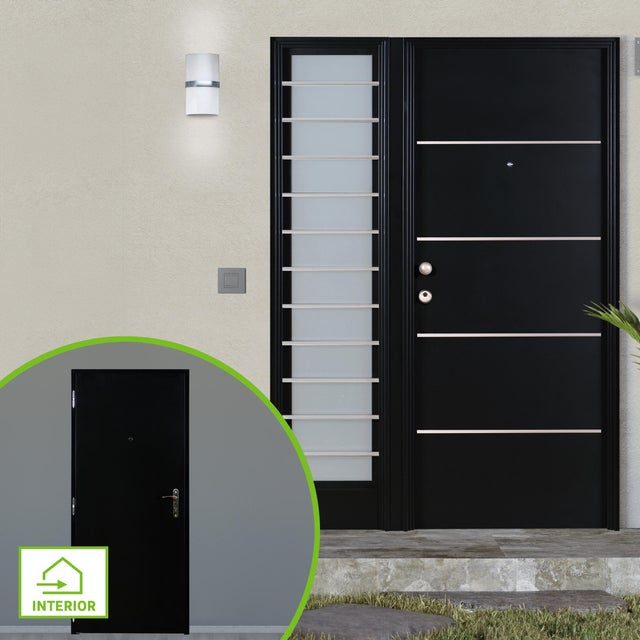 Porta de entrada metálica FRISO 89X208CM PRETA DIREITA