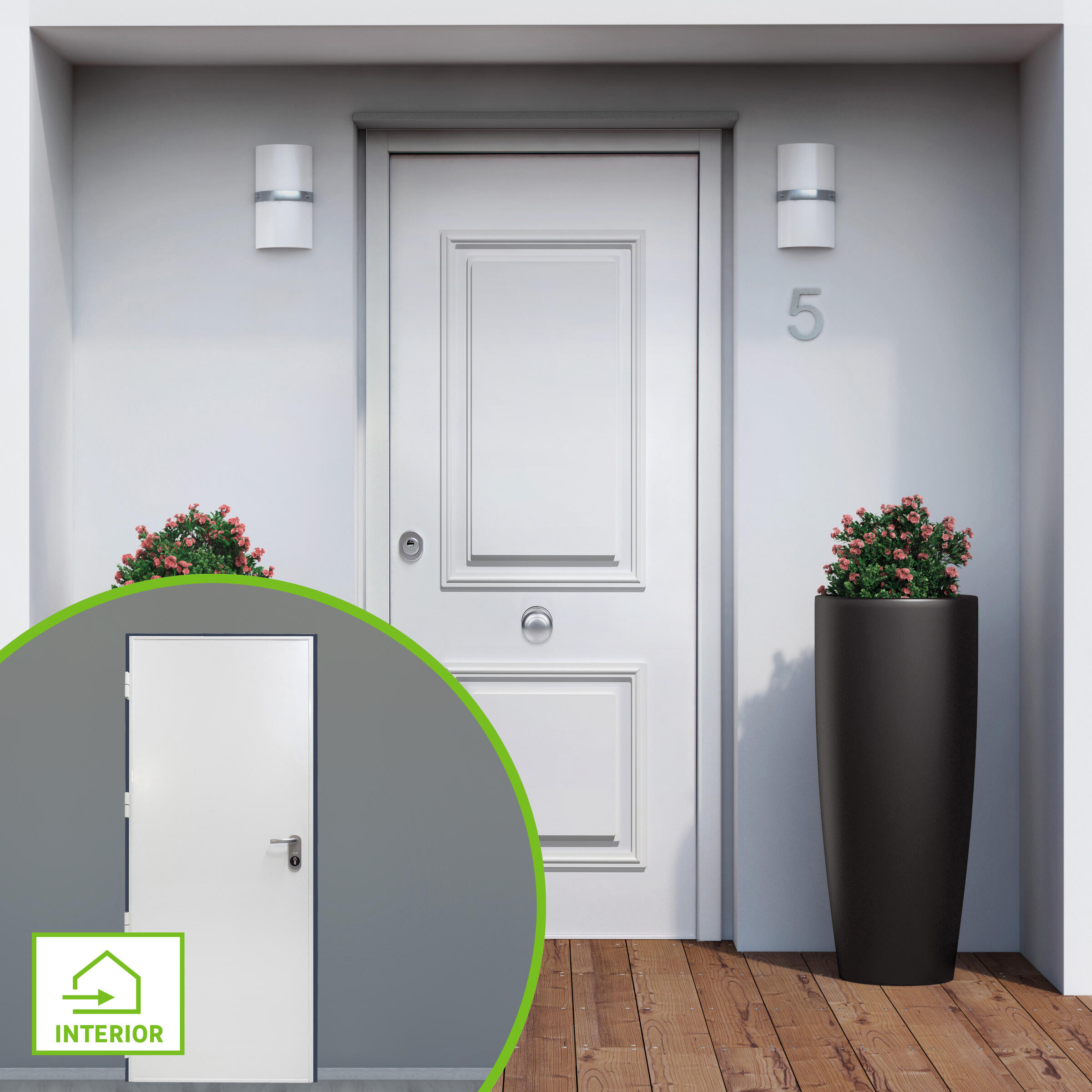 Puerta de entrada acorazada 3101 2 cuadros derecha blanco/blanco de 90x209 cm