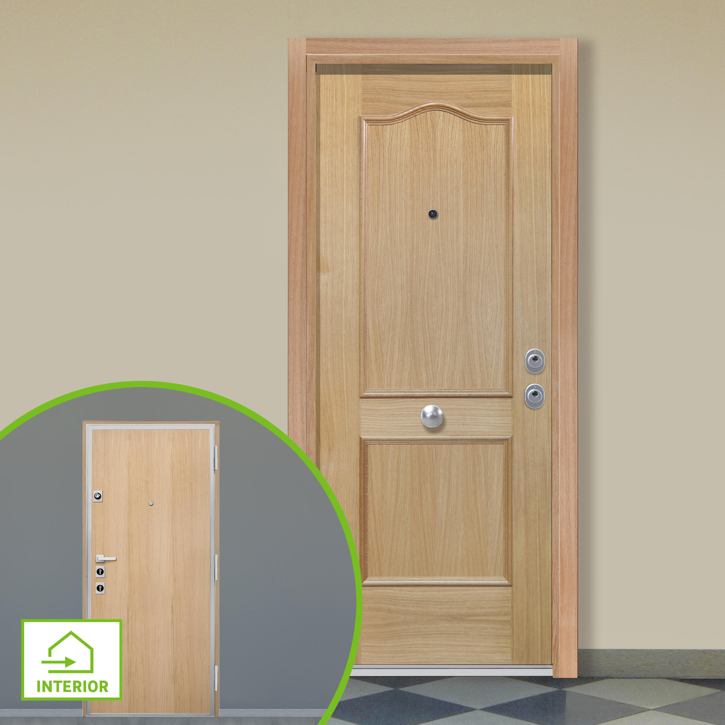 Puerta de entrada acorazada serie silver 2,0 provenzal roble / interior liso roble apertura izquierda 208x90.3cm