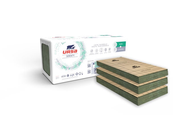 Lot de 8 panneaux laine de verre Kraft TH38 Ep 100 mm R=2.65 URSA 1.35x0.6M pour murs - SERENITY- URSA