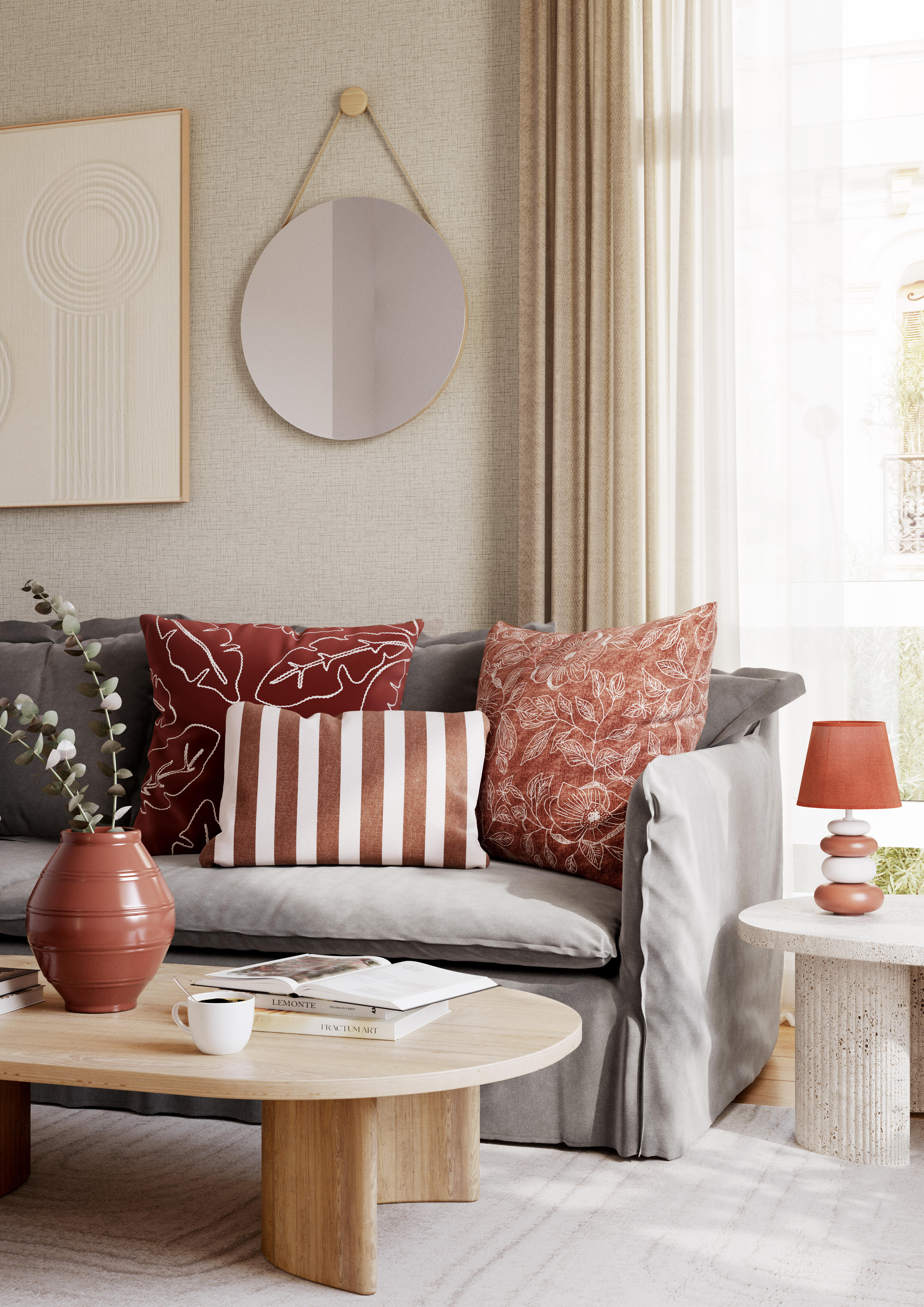 Espelho com moldura NORDIK NAT OAK 55 cm Inspire - 8