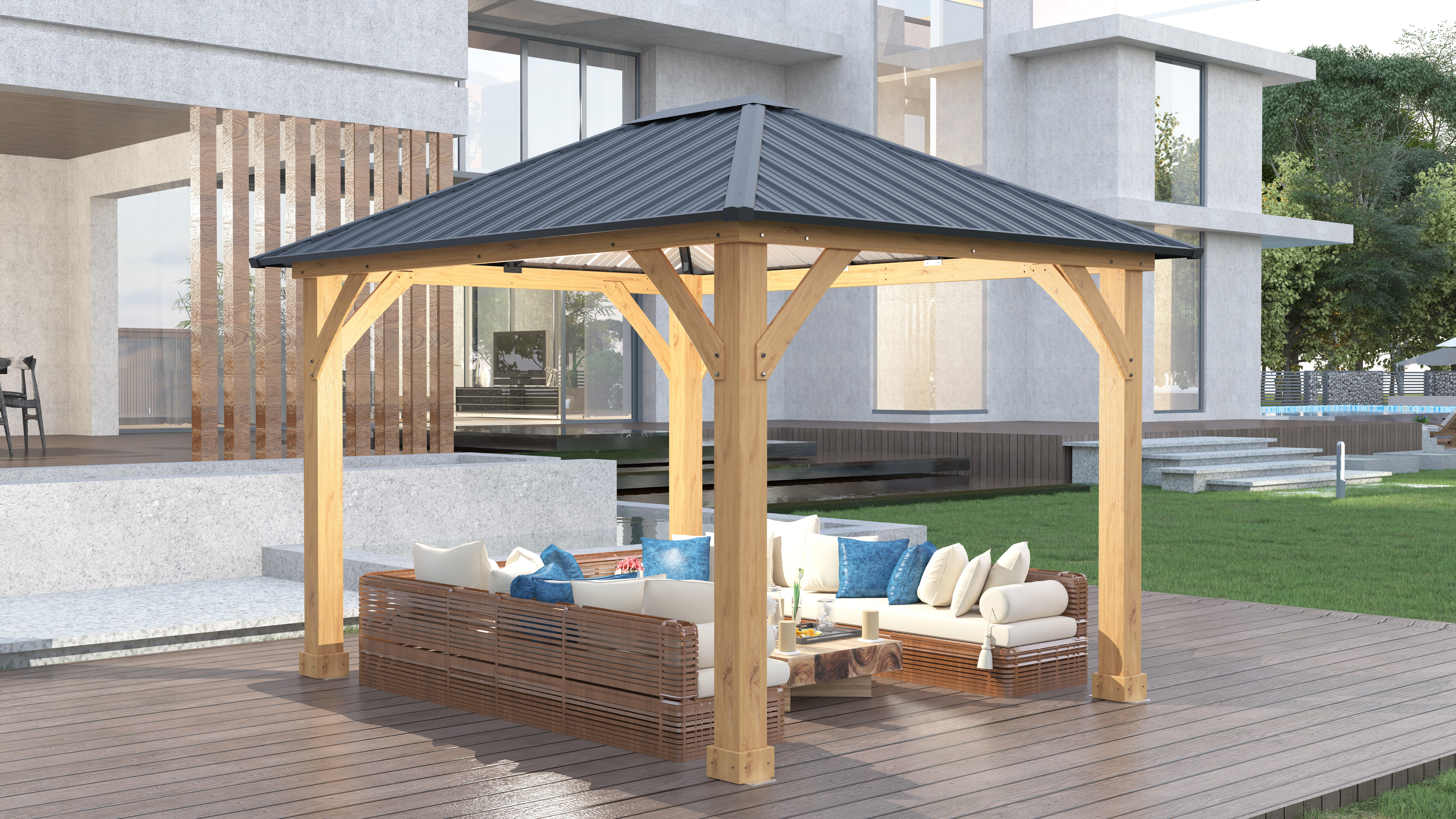 pergola de madera gardiun tucson de 297 cm marron
