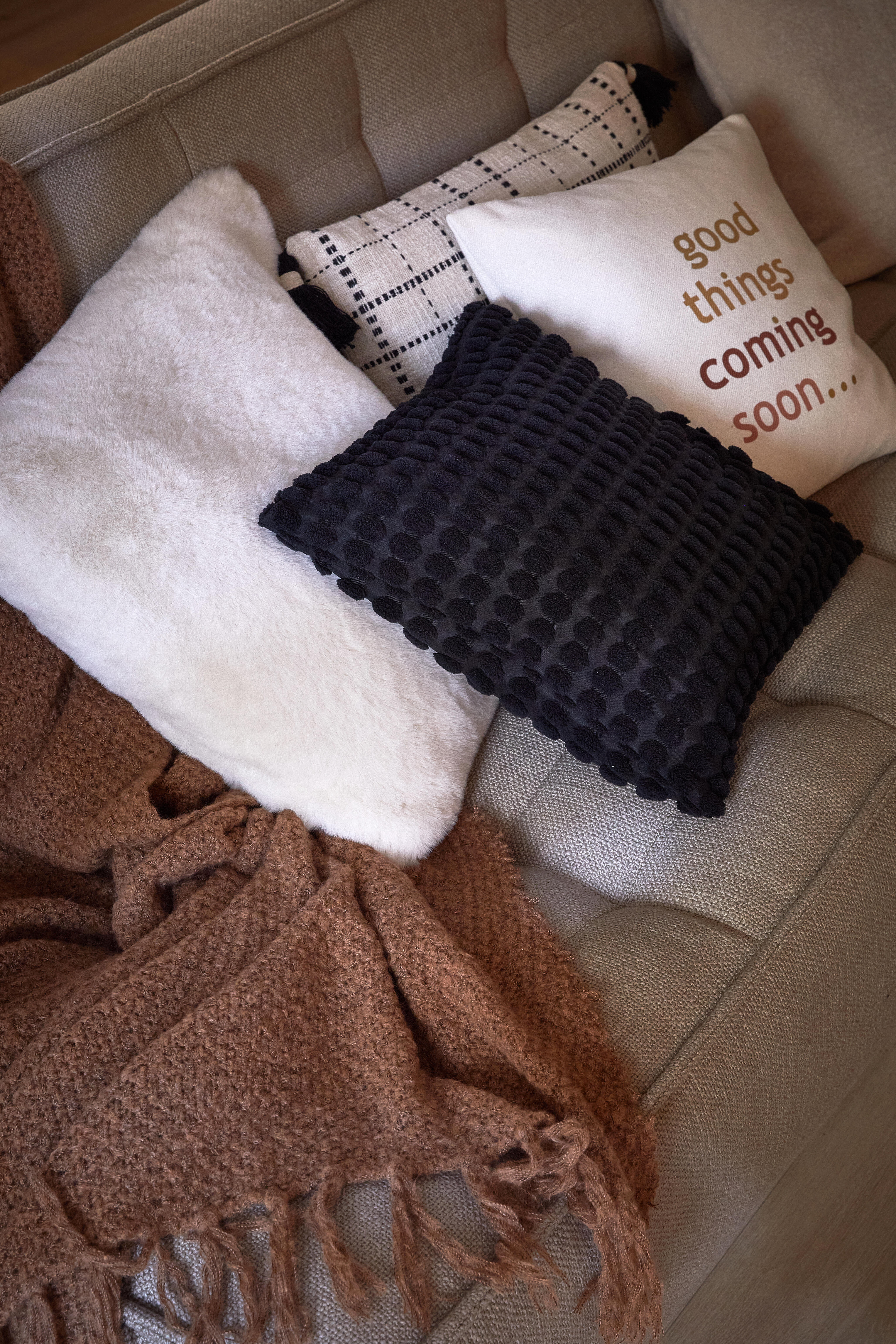 Coussin Swanny, imitation fourrure, beige l.45 x L.45 cm INSPIRE - 6