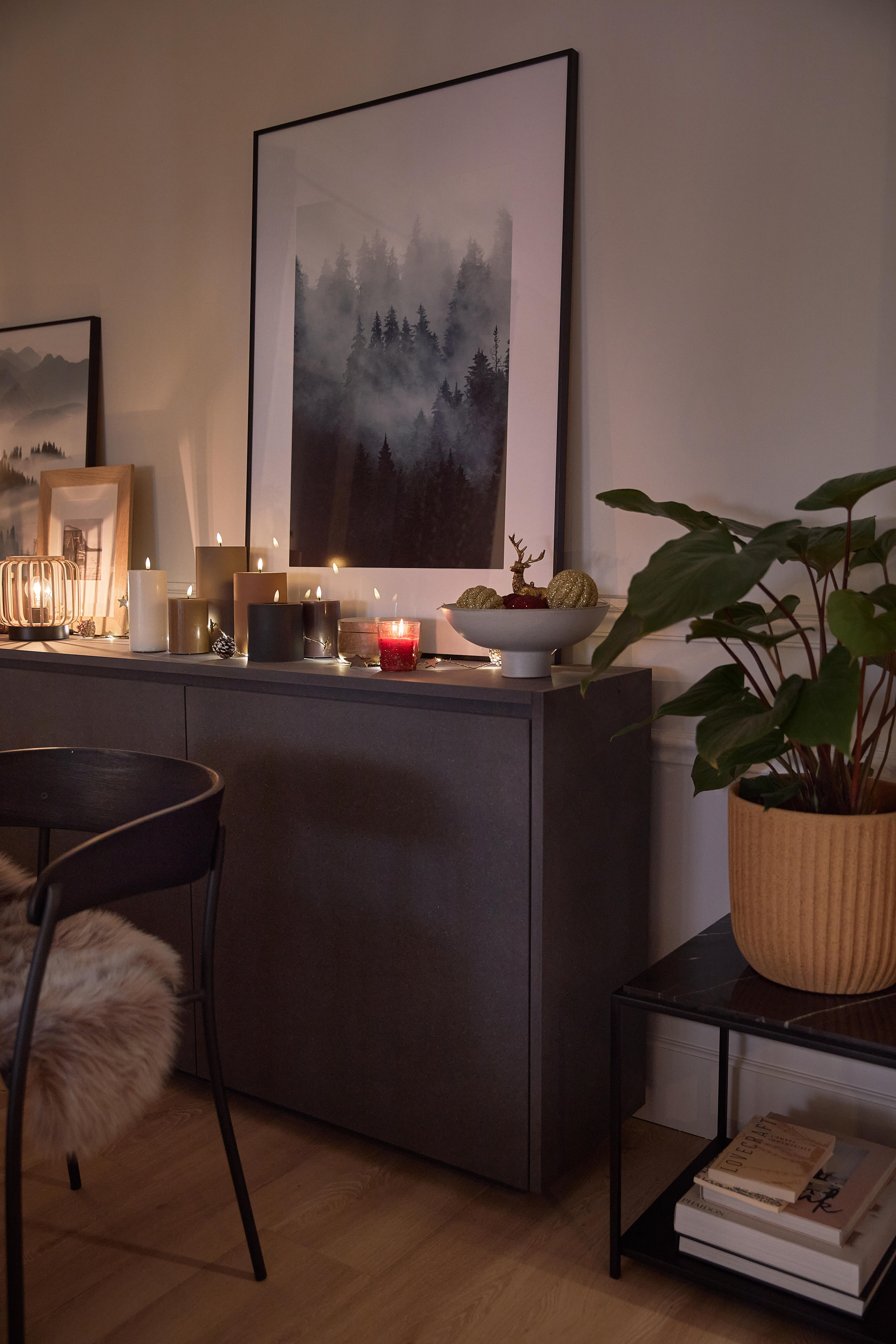 Bougie décorative en verre, paillettes rouge l.7.30 x H.8.00 cm - 3