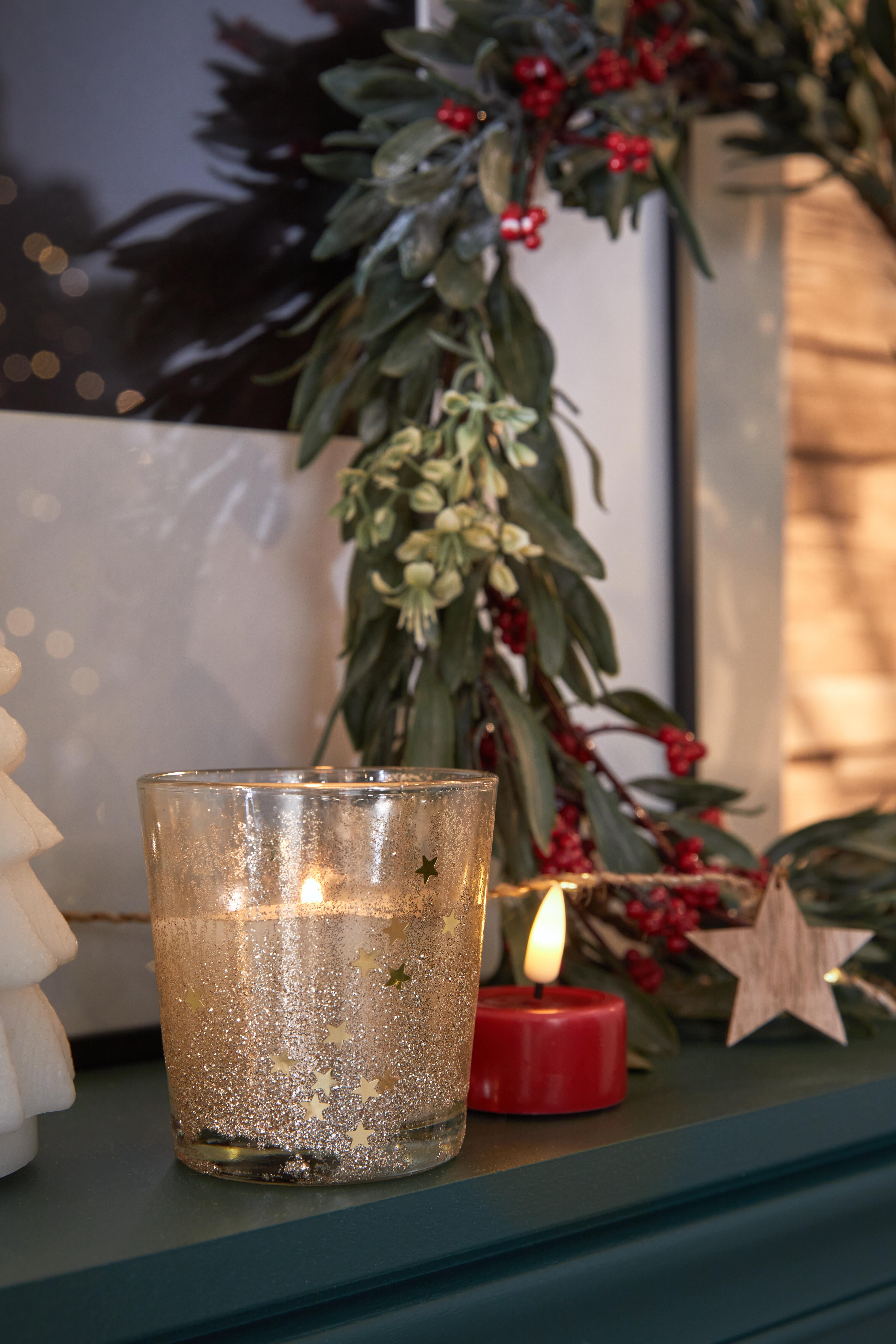 Photophore bougies en verre, doré l.7.30 x H.8.00 cm - 3