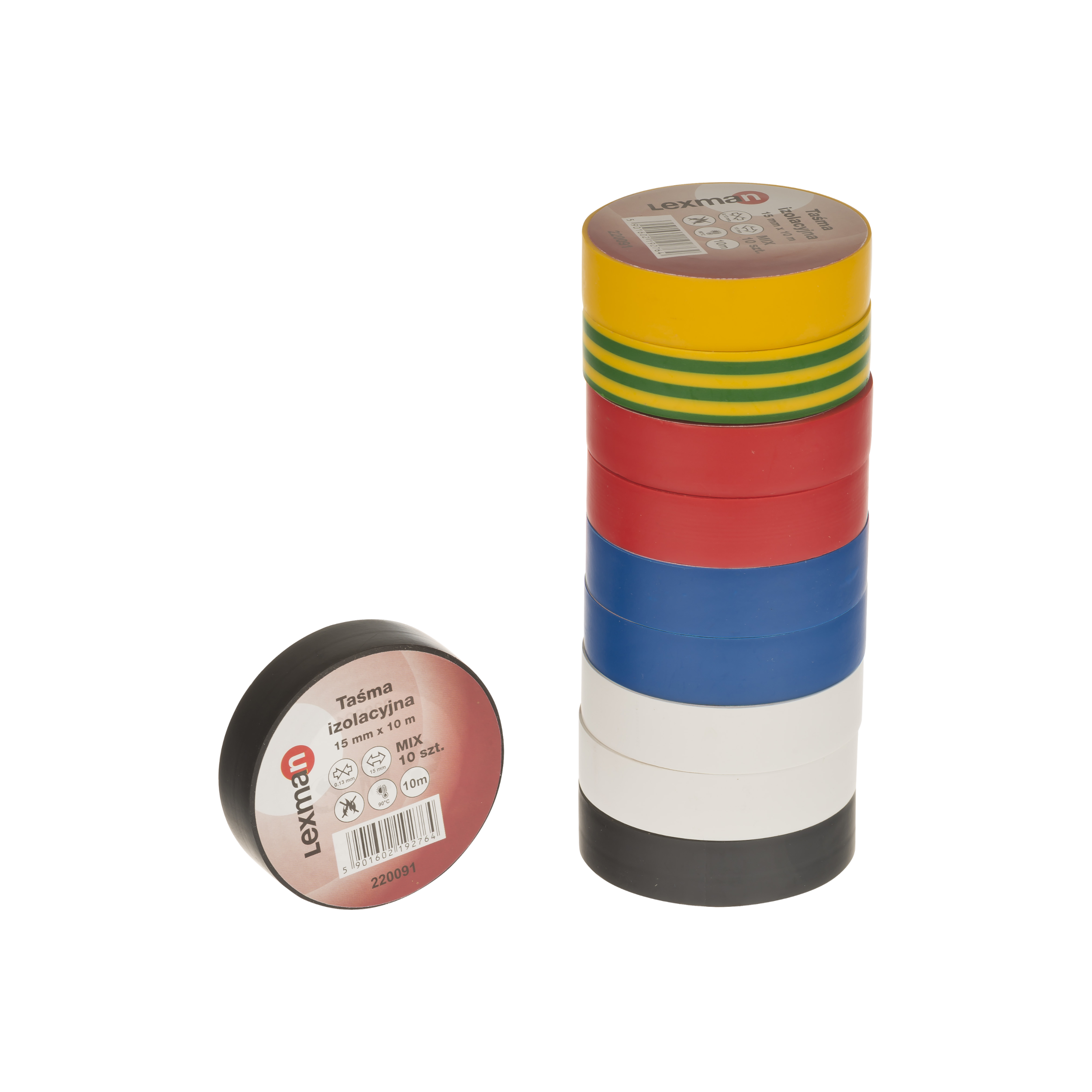 Taśma izolacyjna 15 mm x 10 m F615992 MIX 10szt. LEXMAN - 2
