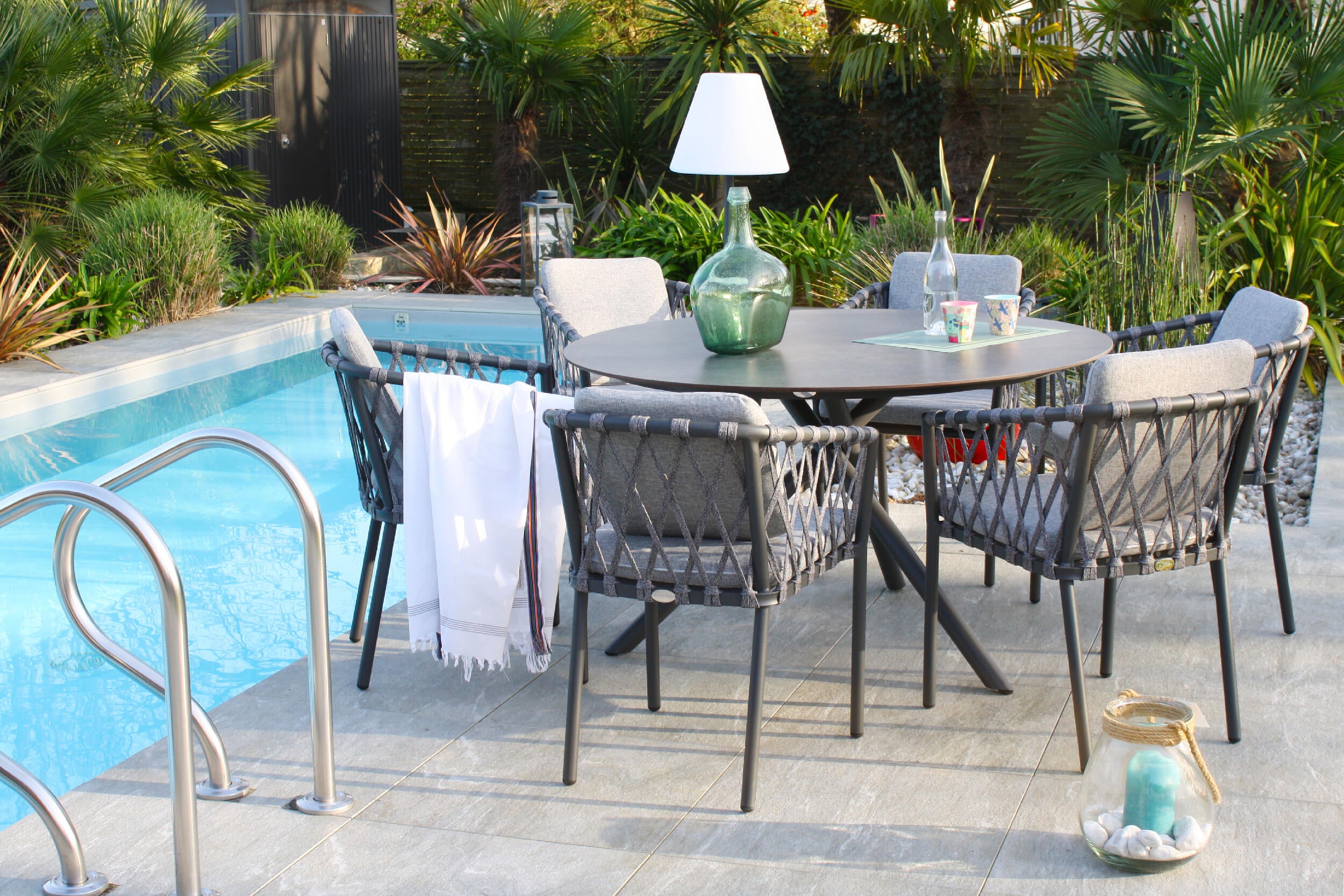 Fauteuil Pilat en aluminium et corde anthracite - PARIS GARDEN - 4