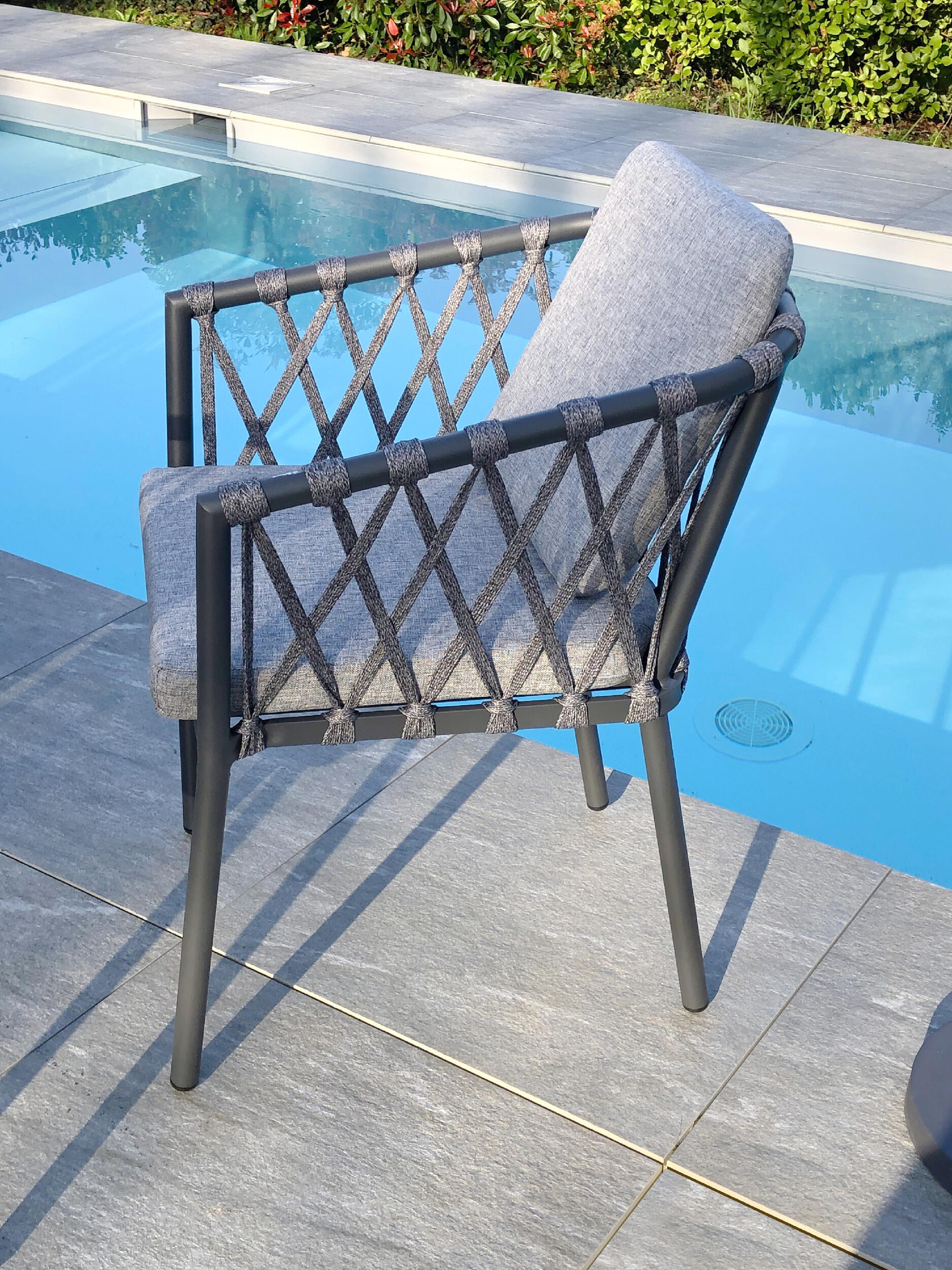 Fauteuil Pilat en aluminium et corde anthracite - PARIS GARDEN - 3