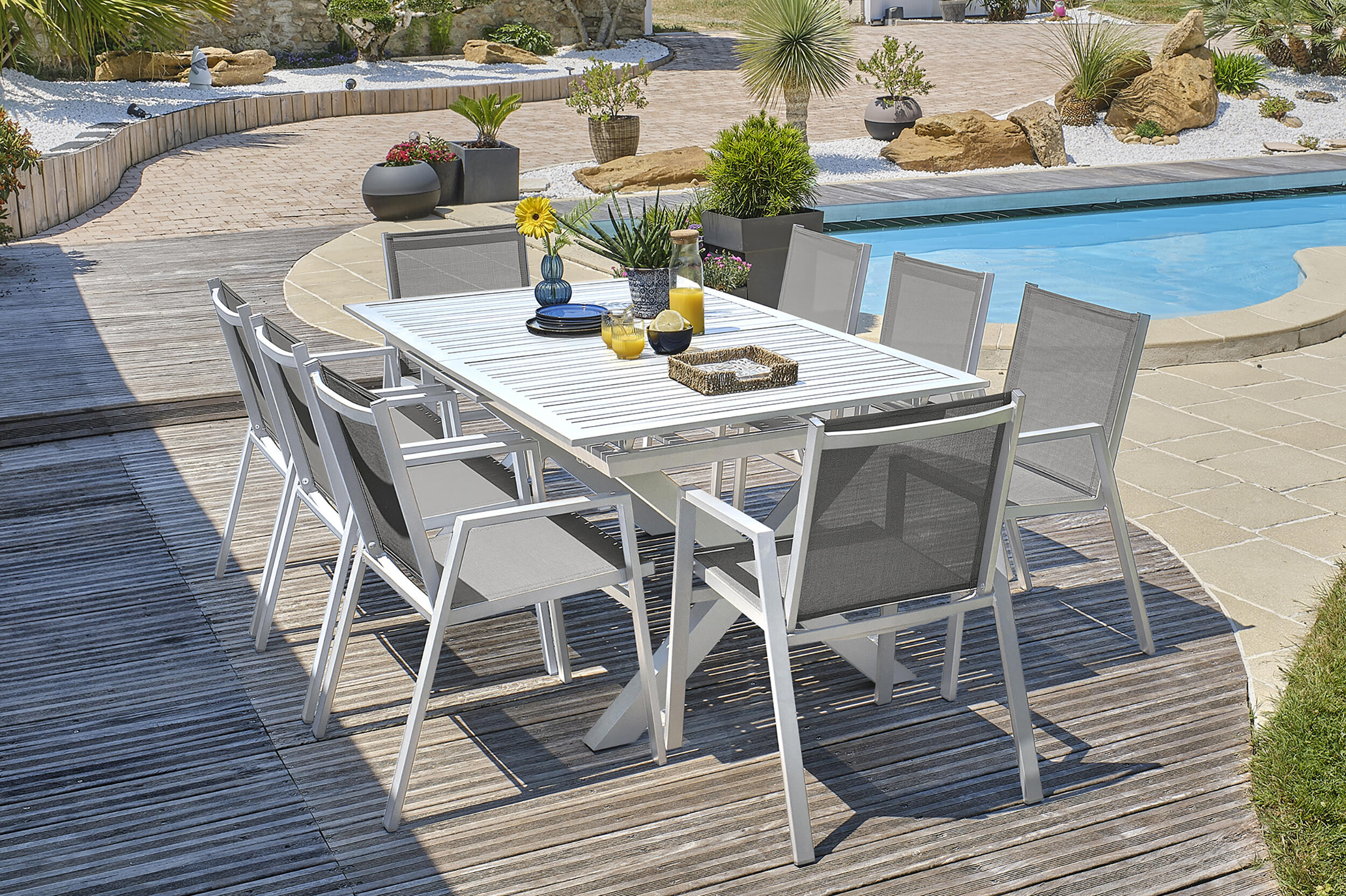Fauteuil Floride en aluminium blanc - DCB GARDEN - 4