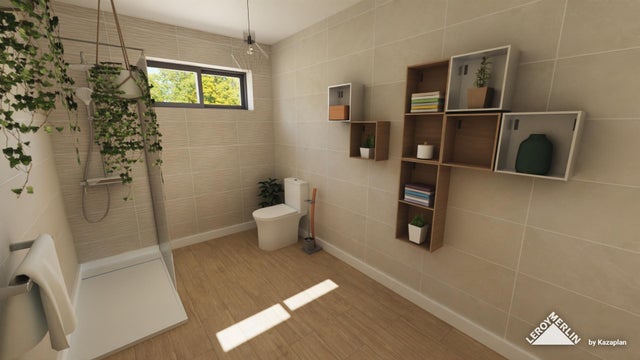 casa de banho estilo nature com um chuveiro walk-in 