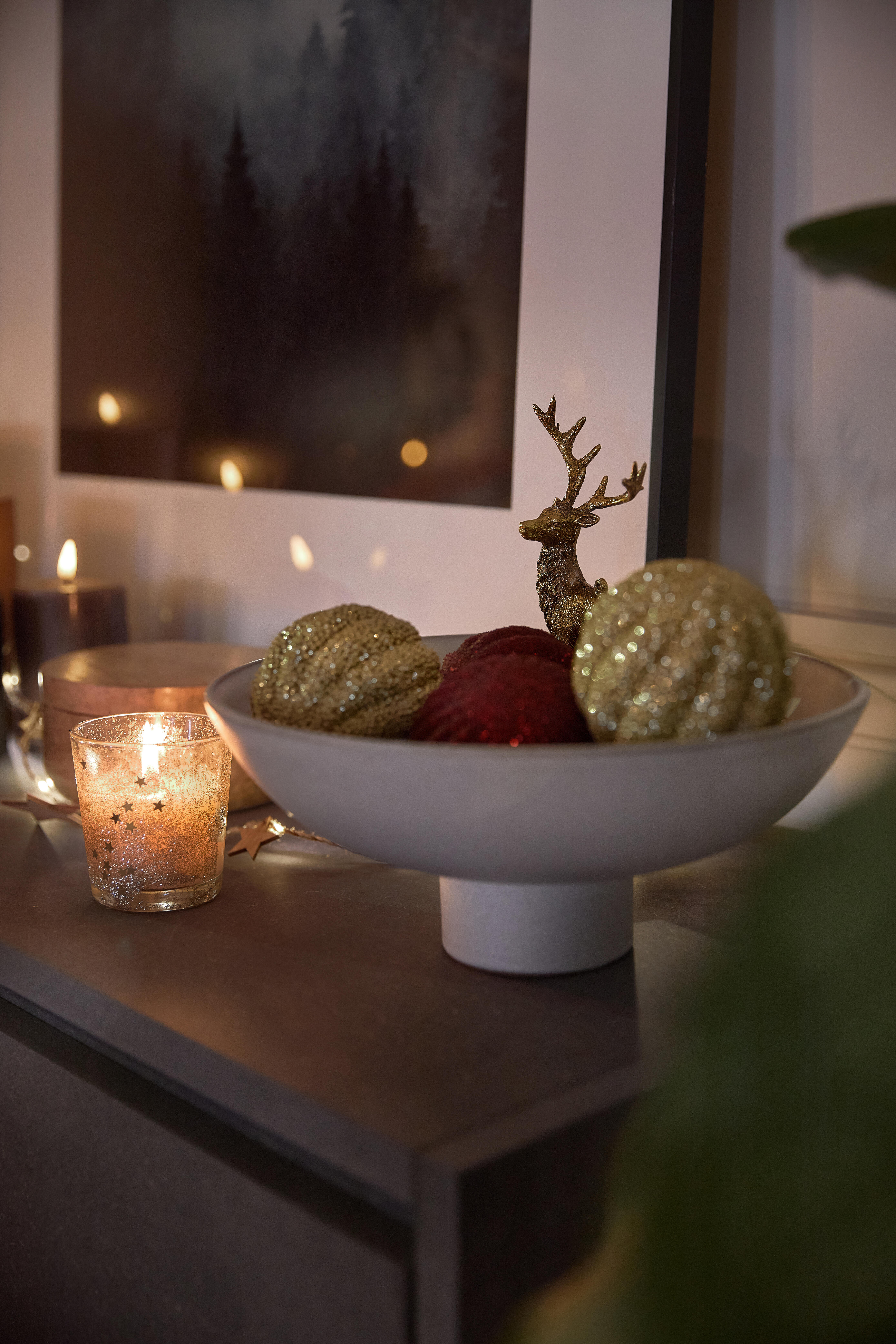 Photophore bougies en verre, doré l.7.30 x H.8.00 cm - 2