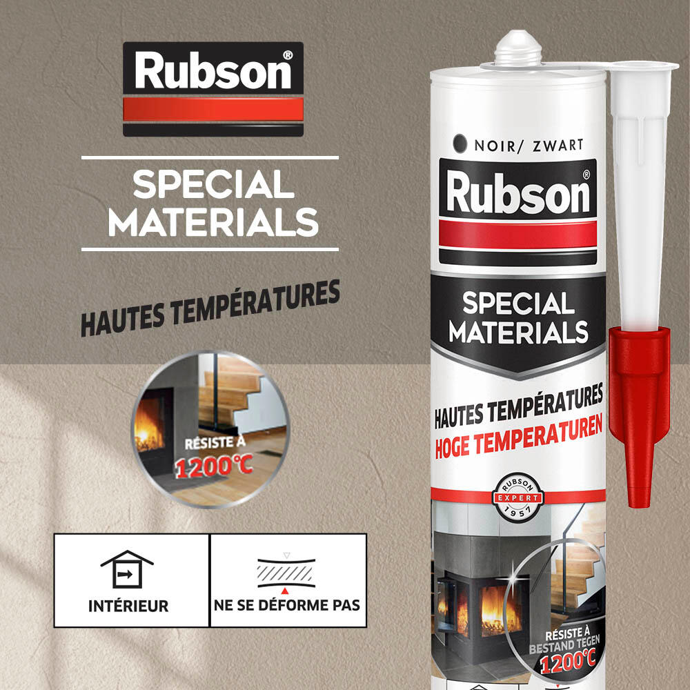 Mastic d'étanchéité Spécial hautes températures RUBSON noir, 280 ml - 2