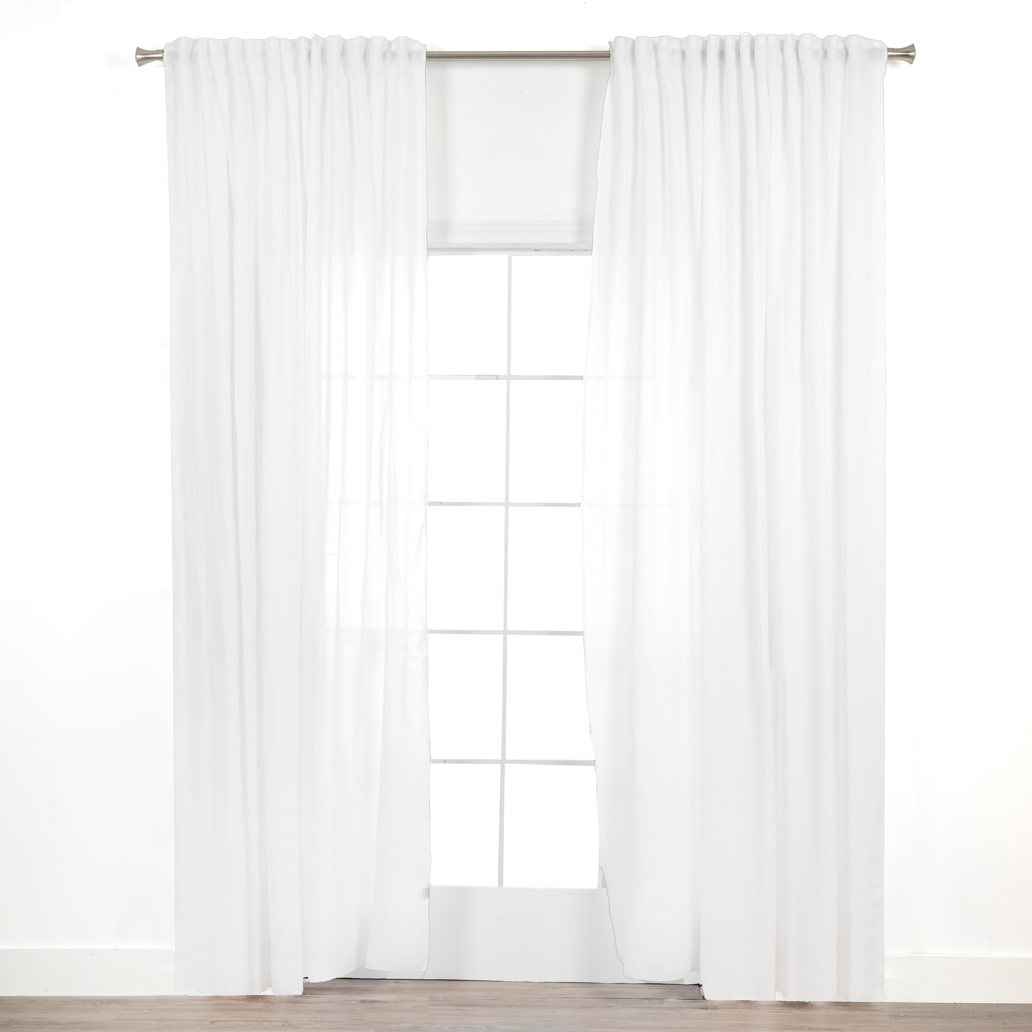 Visillo  cinta y trabilla Ayden lino y poliéster INSPIRE liso blanco 400x270cm - 10