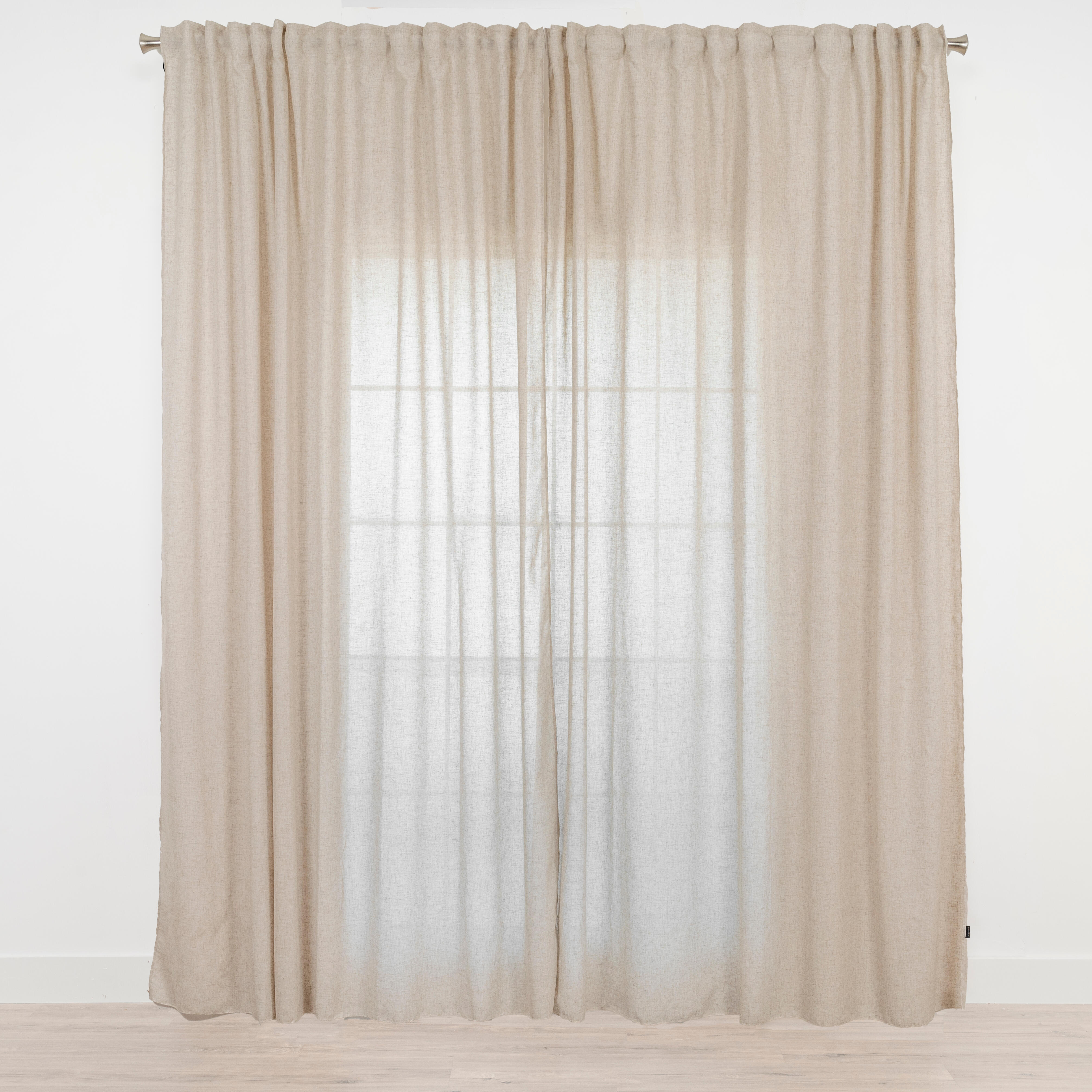 Visillo cinta fruncida, trabillas Ayden poliéster lino liso beige natural INSPIRE de 200x270cm. Incluye cinta termoadhesiva - 10