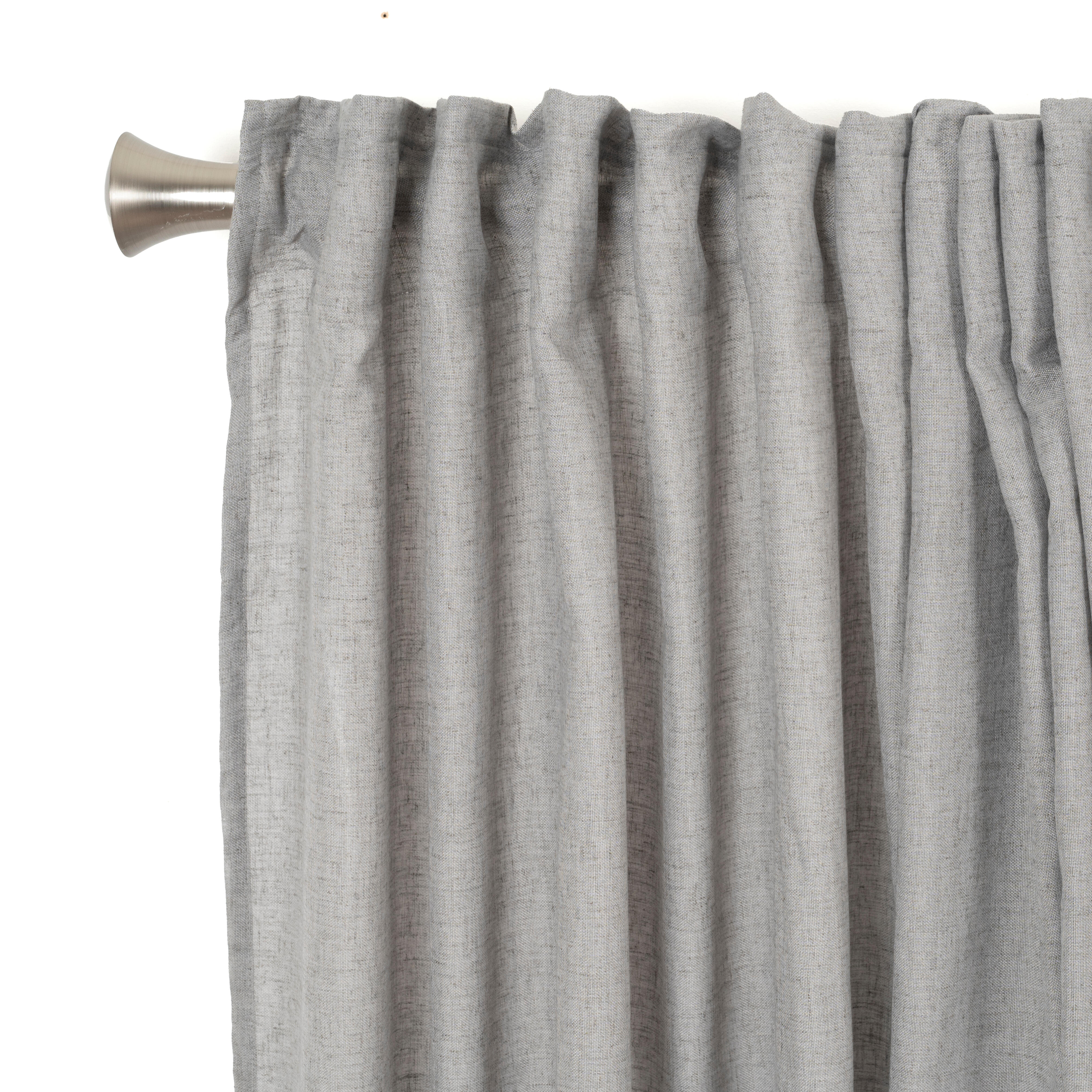 Visillo cinta fruncida, trabillas ayden poliéster lino liso gris inspire de 300x270cm. incluye cinta termoadhesiva