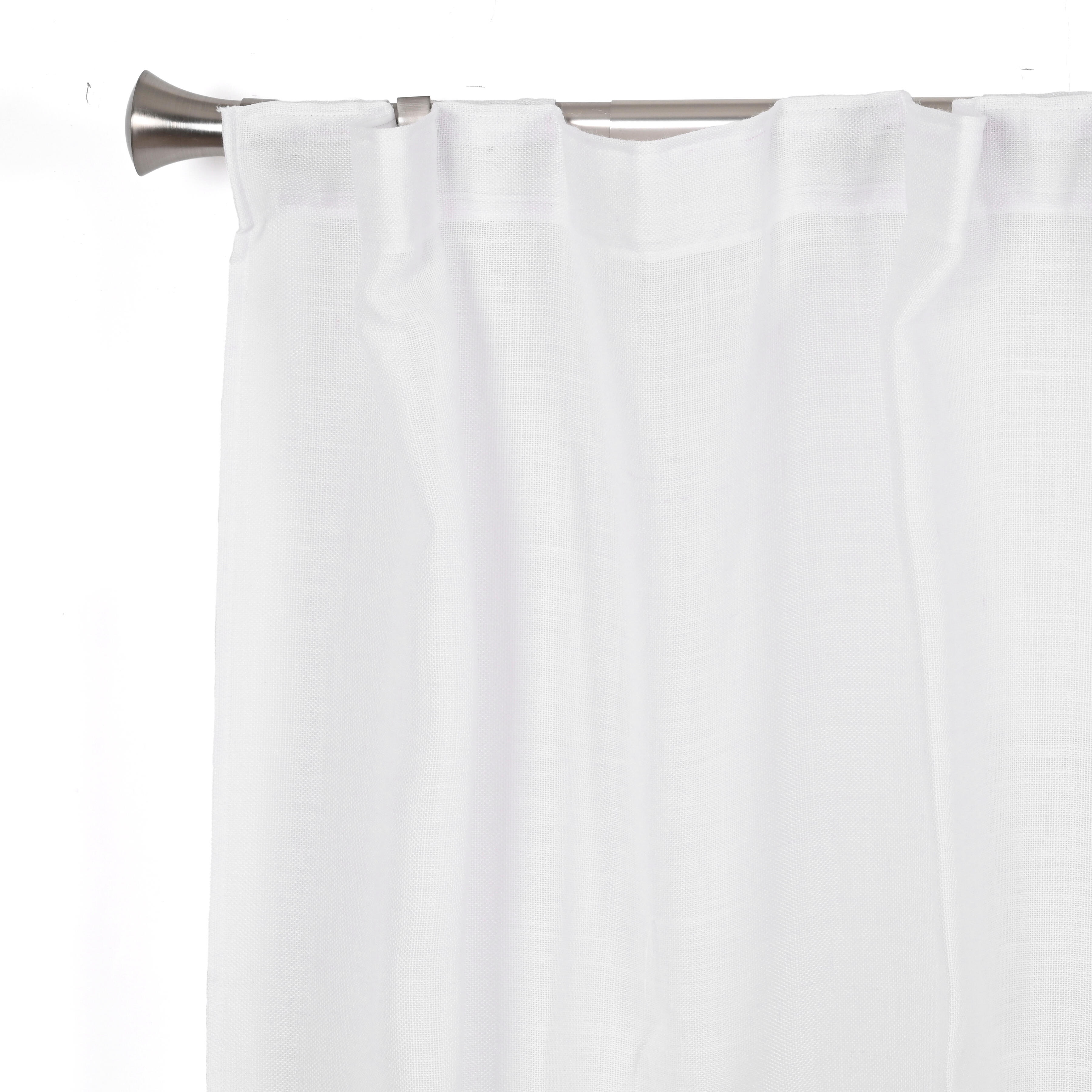 Visillo cinta frunce, trabillas zoe liso blanco natural de 140x270cm