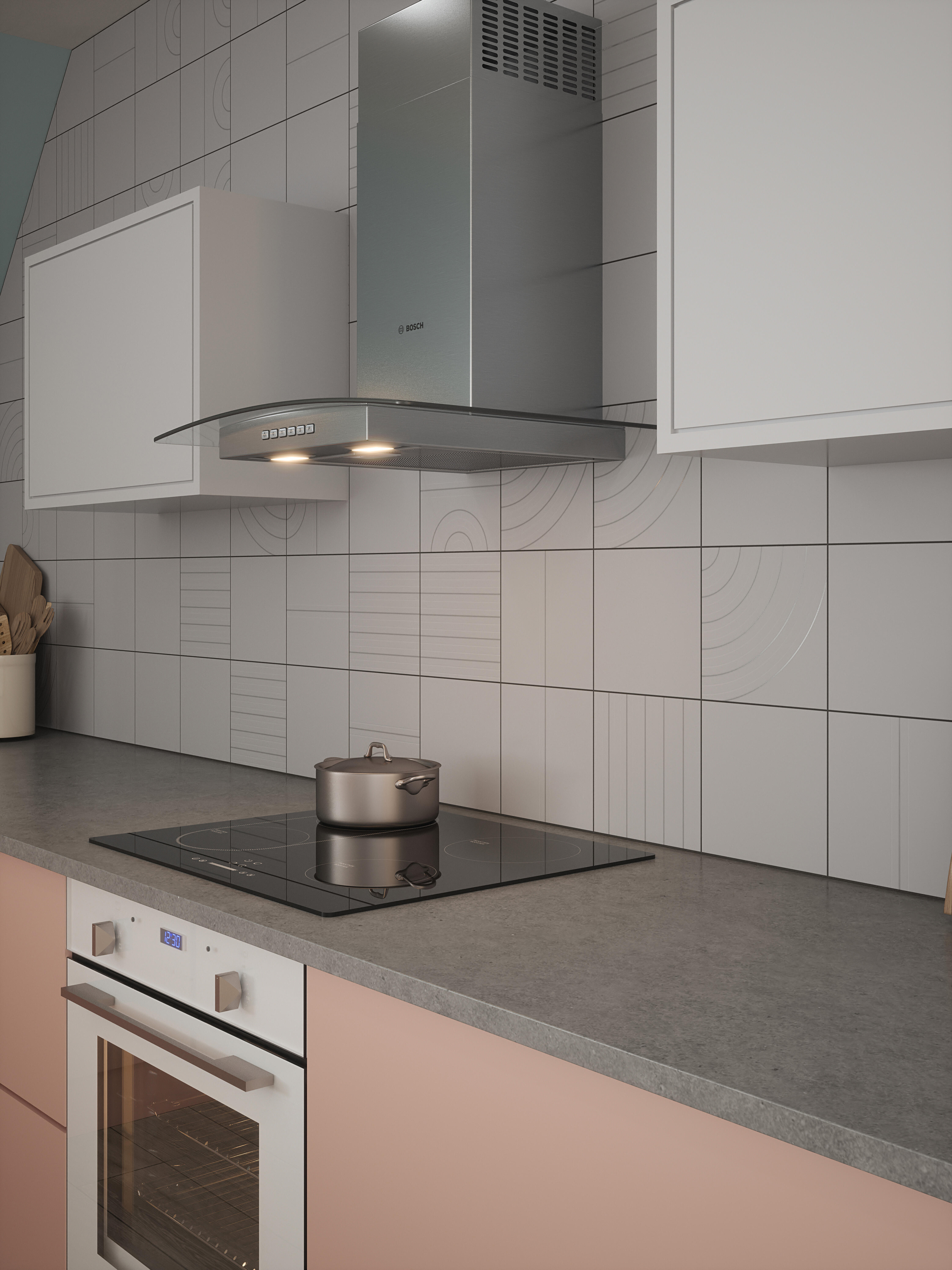 Carrelage mur intérieur effet patchwork gris Cercle l.15 x L.15 cm x Ep.6.5 mm - 4