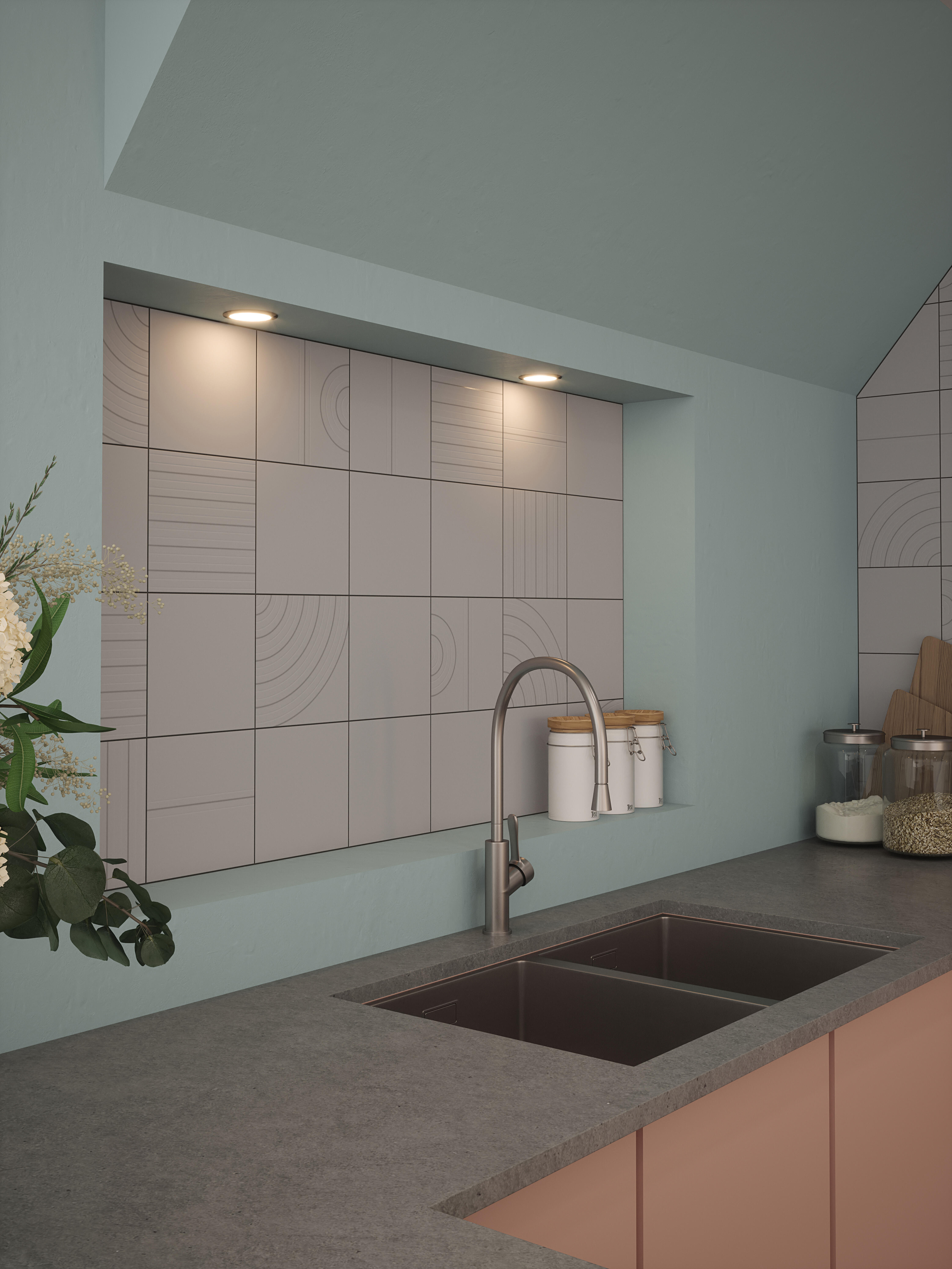 Carrelage mur intérieur effet patchwork gris Cercle l.15 x L.15 cm x Ep.6.5 mm - 3