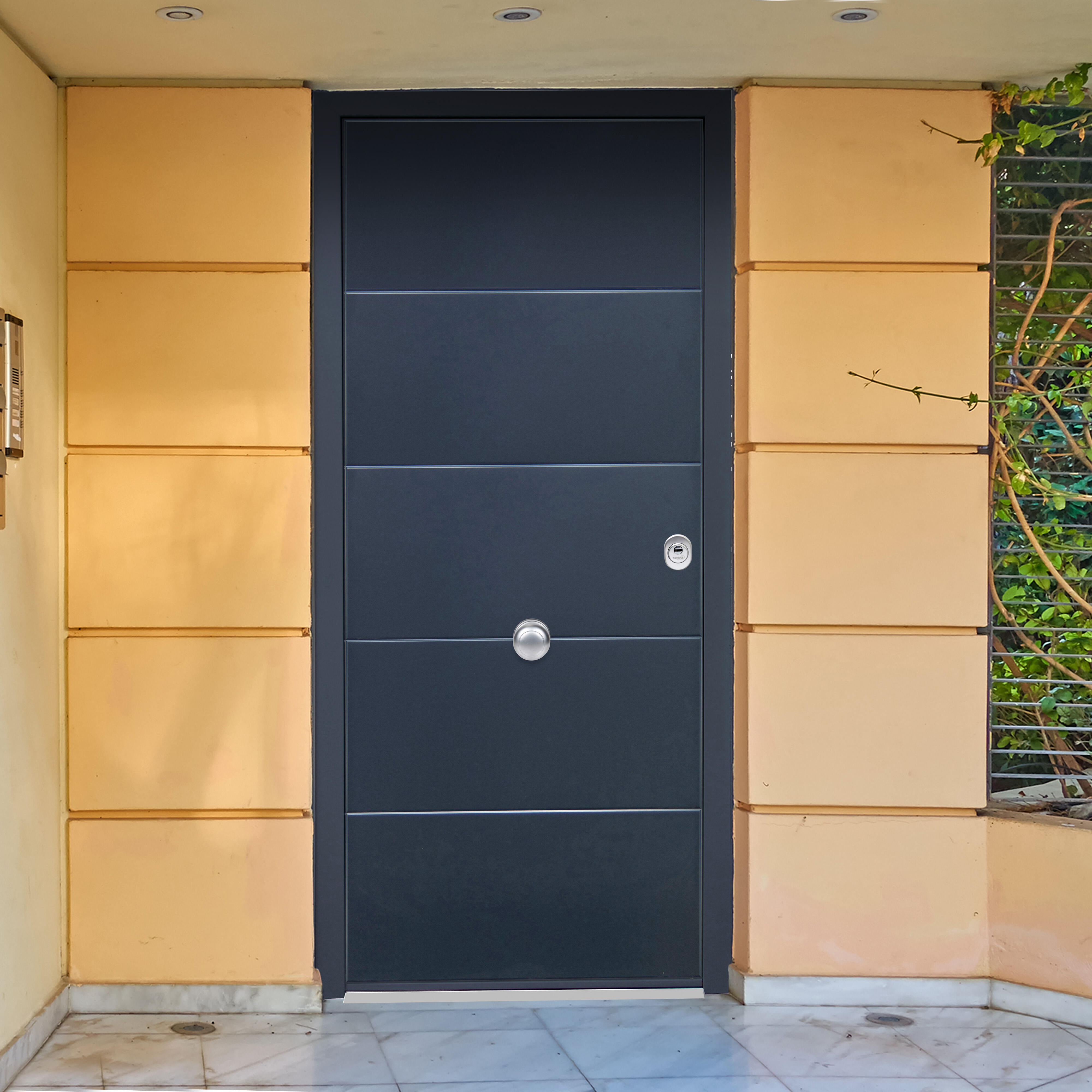 Puerta entrada acorazada silver 1.0 izquierda gris 7016/blanco de 208x90.3 cm