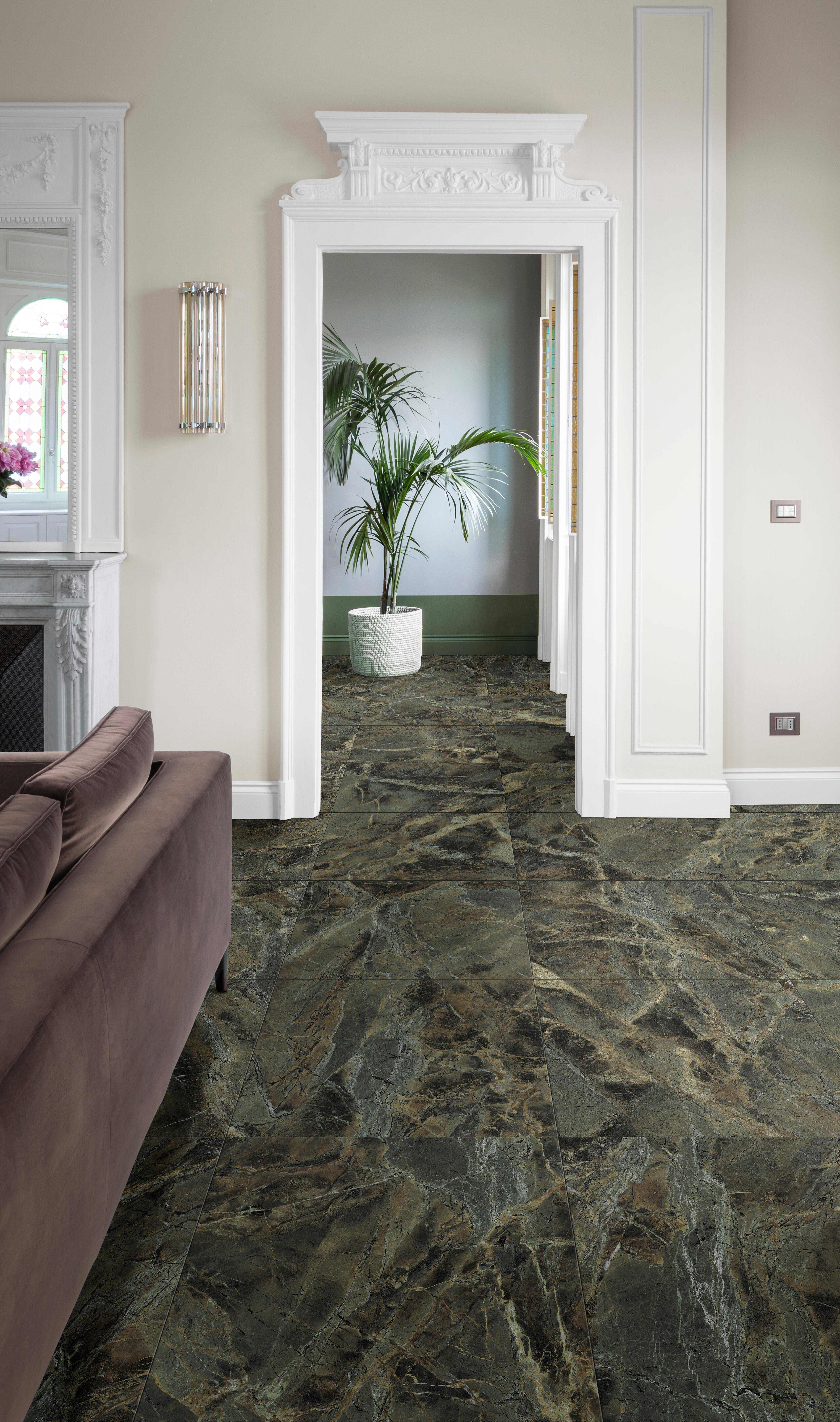 Carrelage sol/mur intérieur effet marbre vert Ardone l.60 x L.60 cm x Ep.10 mm - 3