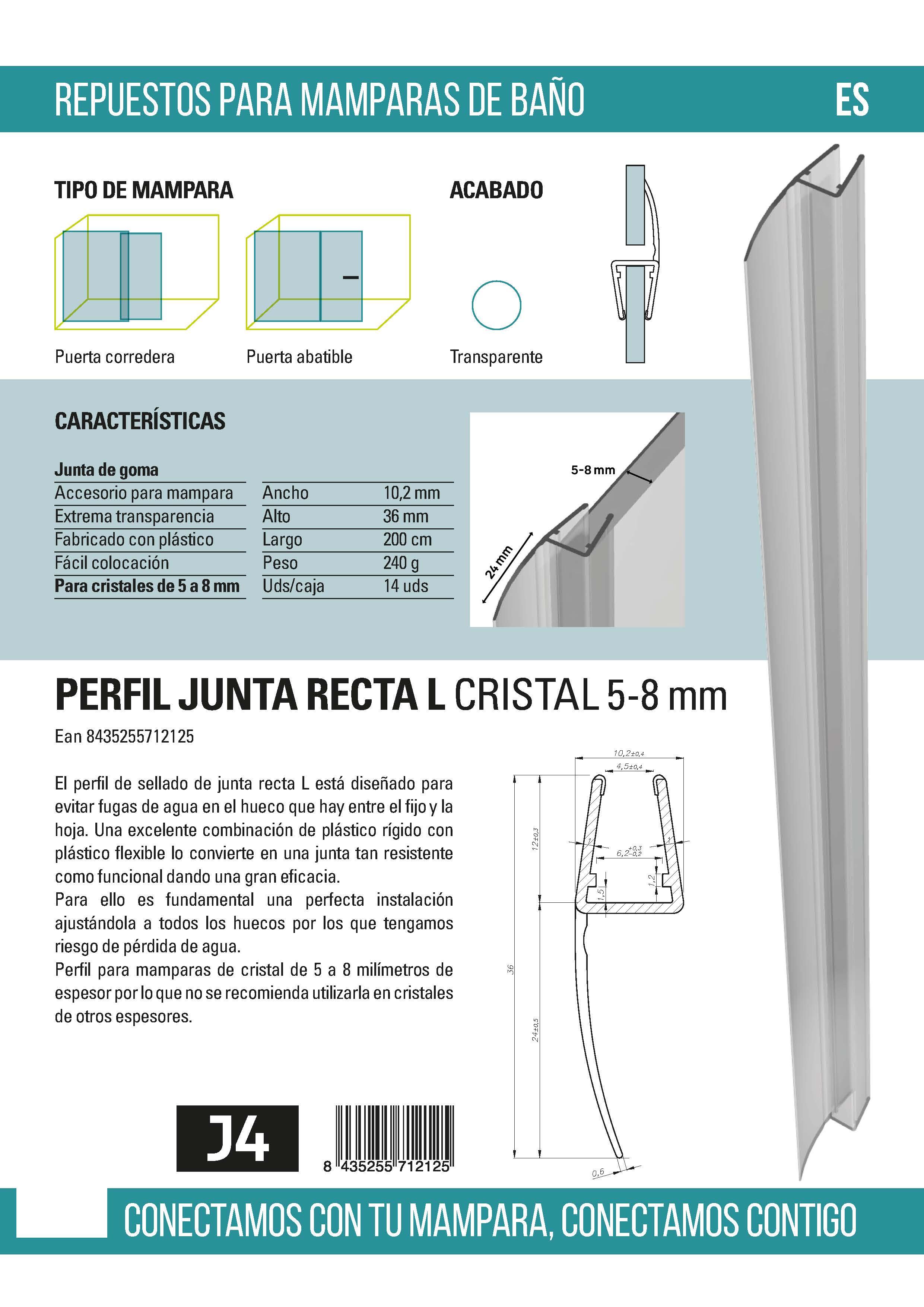 Perfil de borracha JUNTA RETANGULAR L TRANSPARENTE - 7