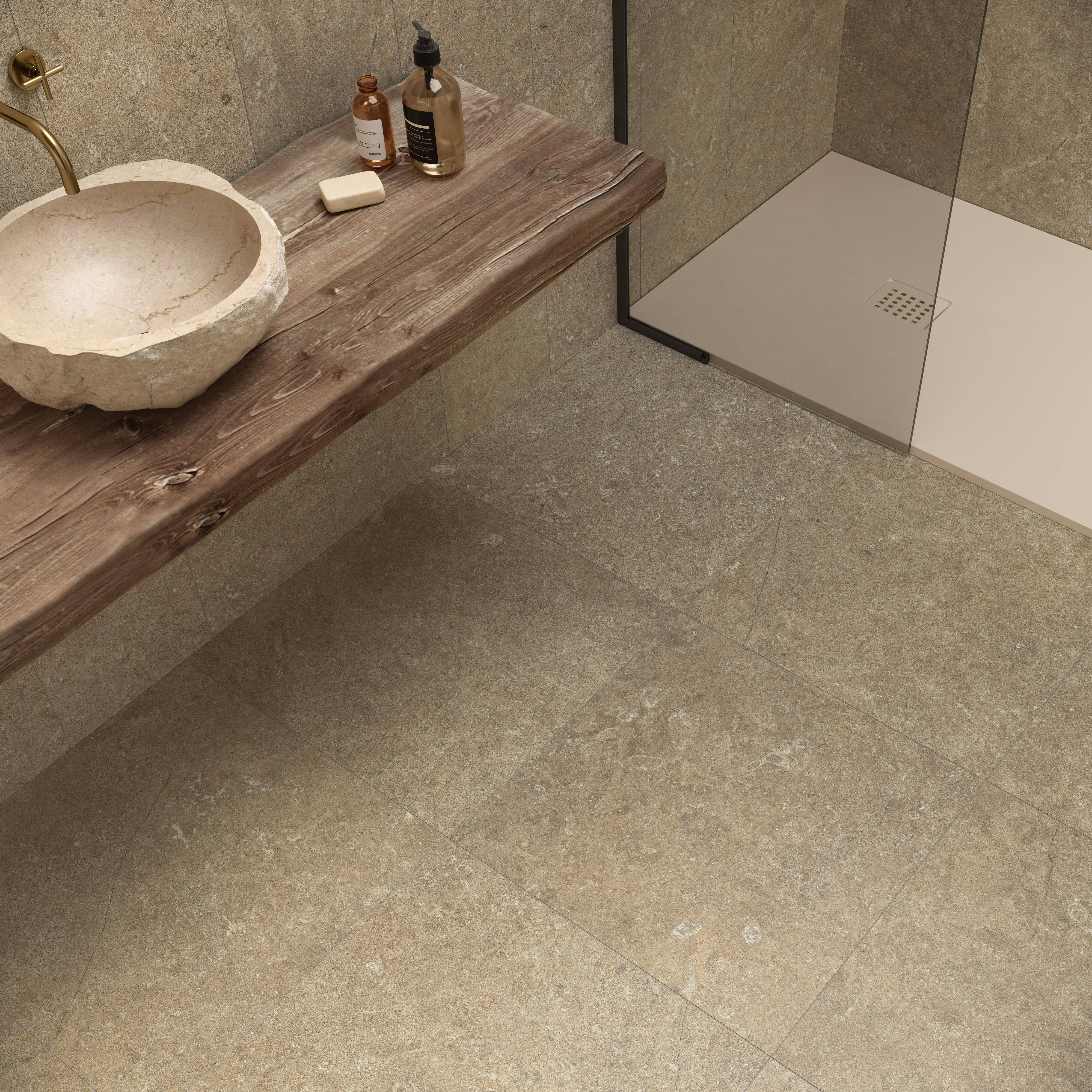 Carrelage mur / sol intérieur effet pierre terre Essentiel l.60 x L.60 cm - 3