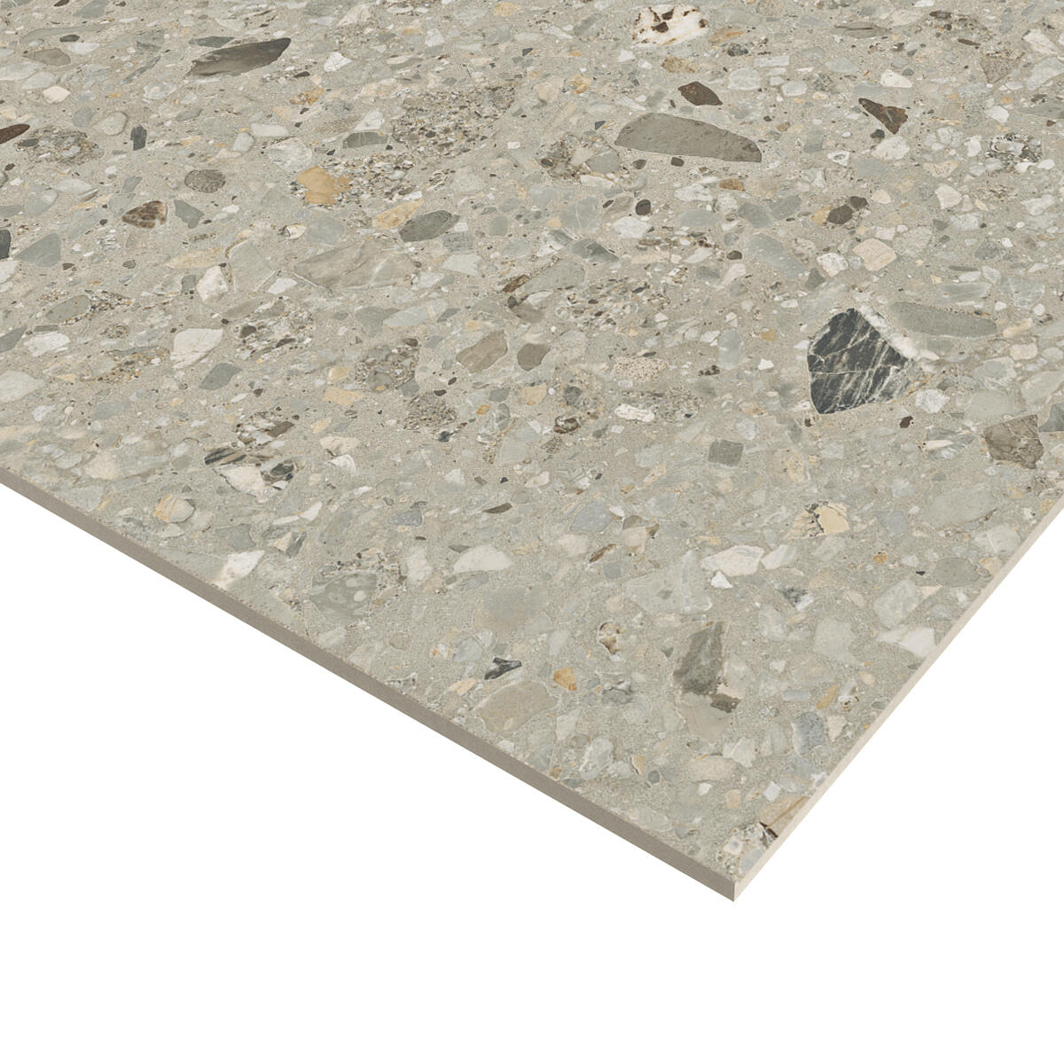 Carrelage mur / sol intérieur effet terrazzo gris Essentiel l.60 x L.60 cm - 2
