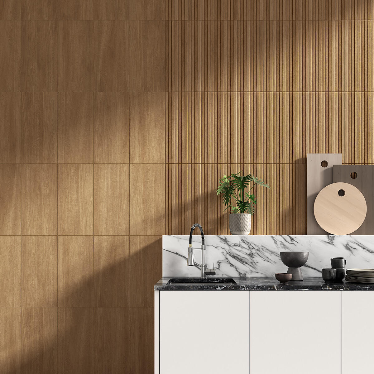 Carrelage mur intérieur effet bois naturel clair Octobre l.31 x L.61 cm x Ep.8.5 - 2