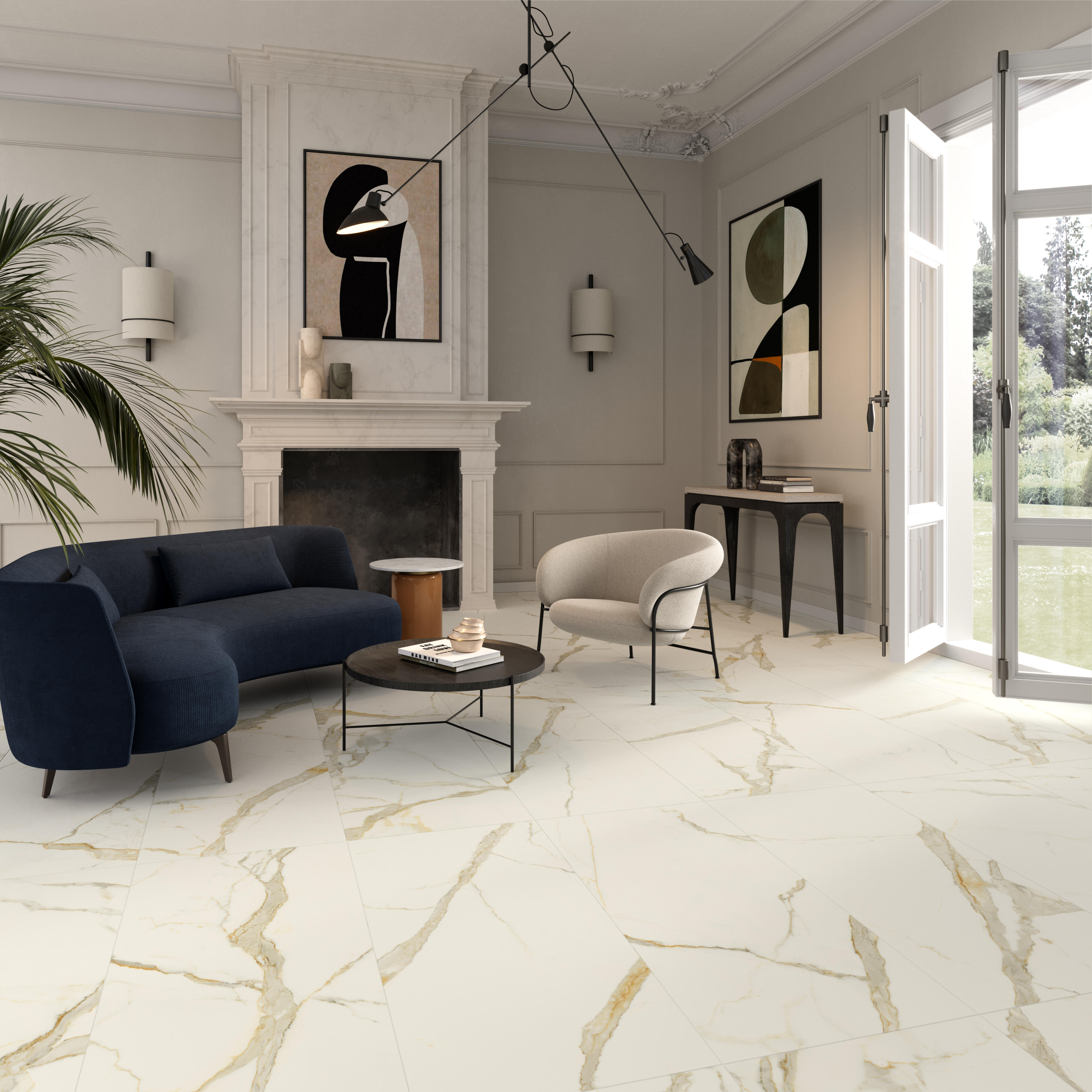 Carrelage sol intérieur / mur intérieur effet marbre oro satin Murano l.60 x L.1 - 7