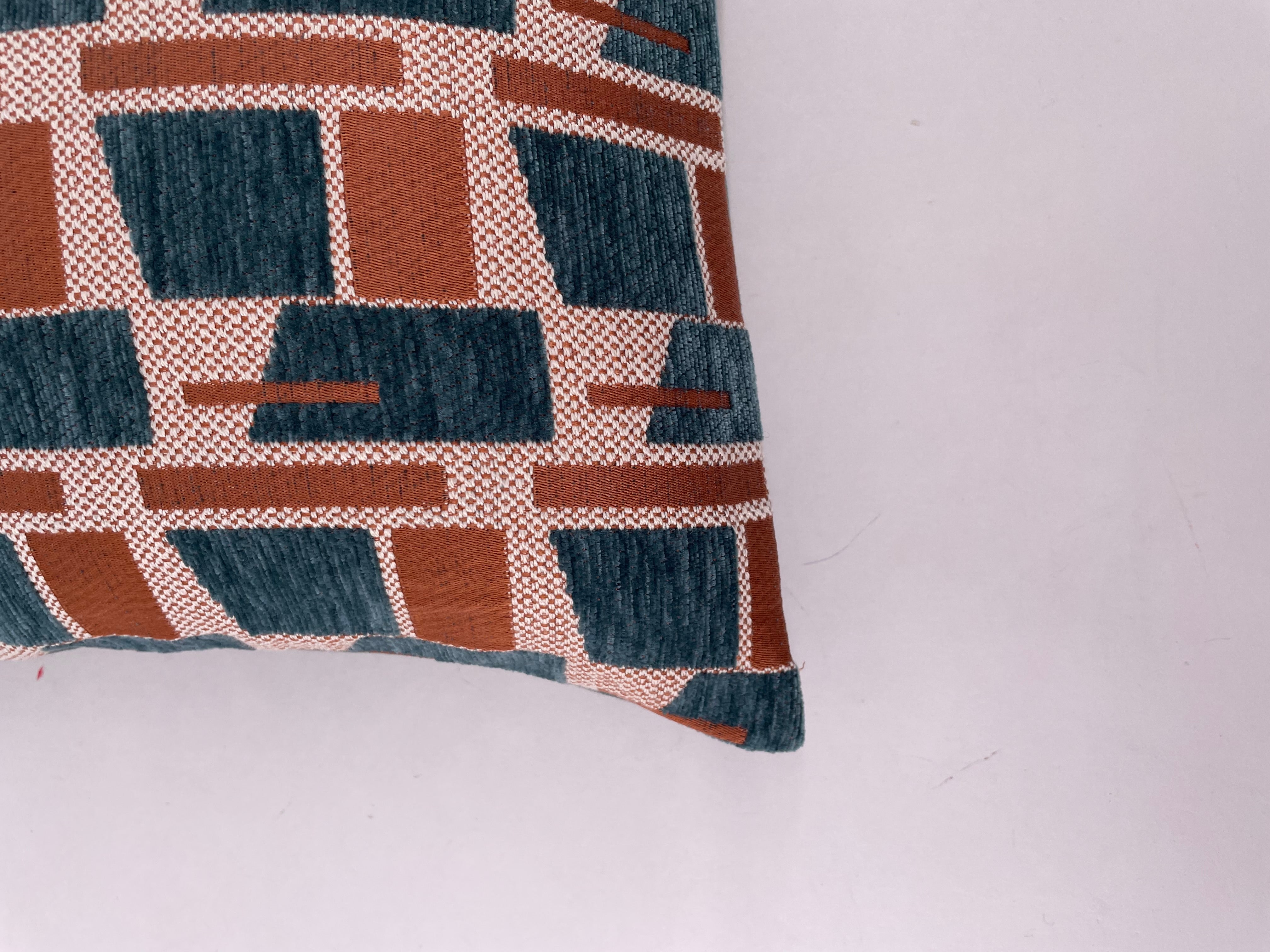 Coussin Abril, bleu et marron l.40 x L.40 cm - 2