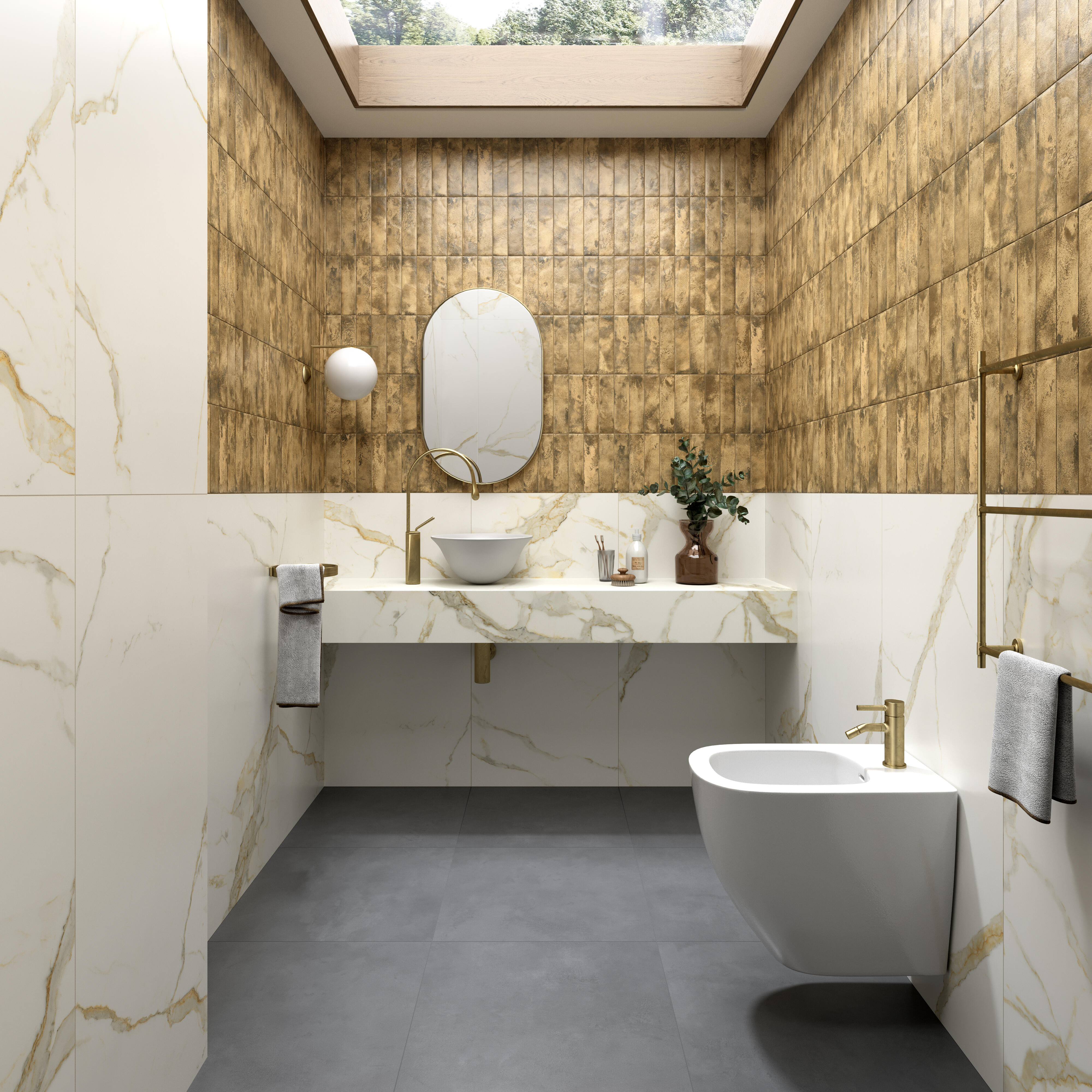 Carrelage sol intérieur / mur intérieur effet marbre oro satin Murano l.60 x L.1 - 5