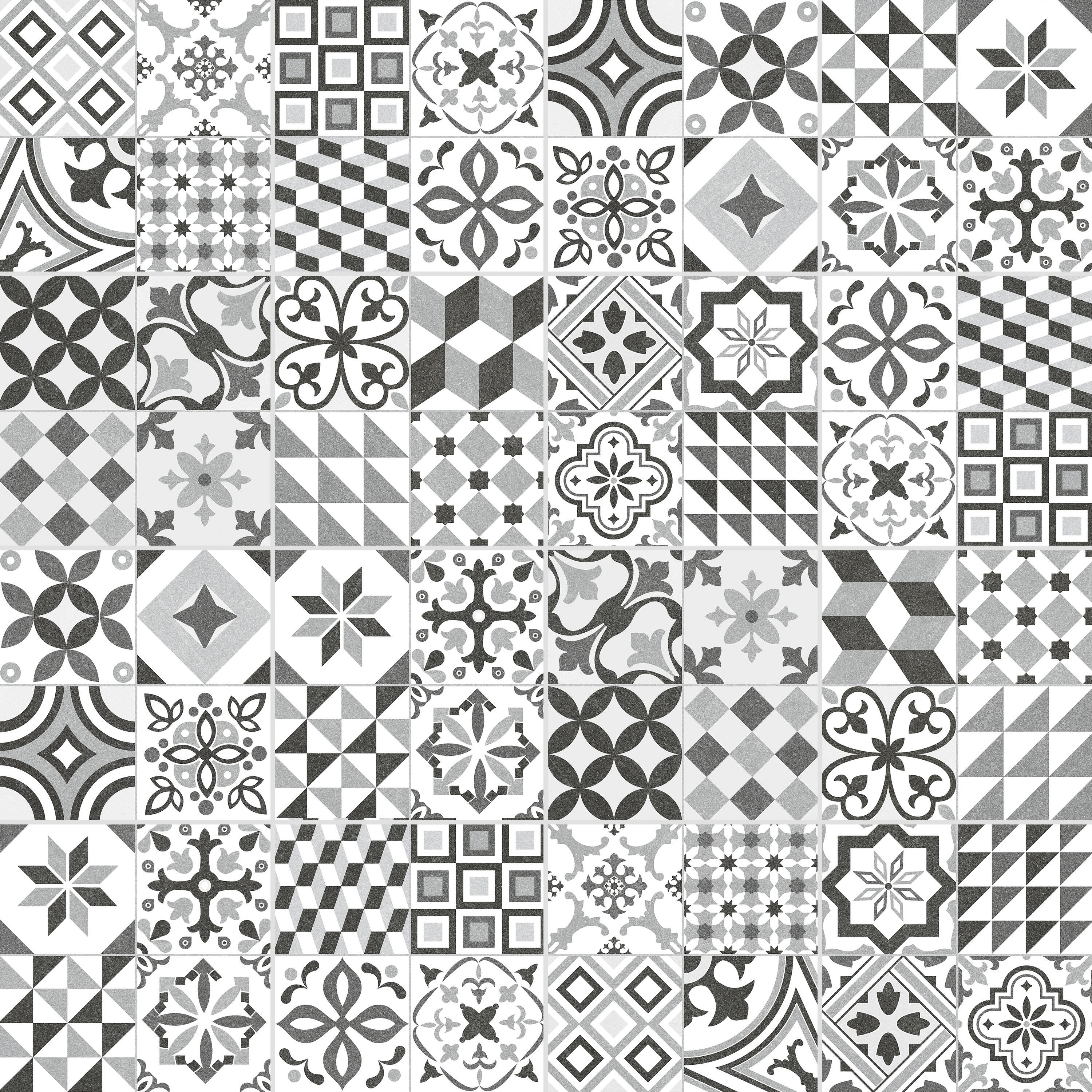 Carrelage sol/mur intérieur effet papier peint gris Bando l.45 x L.45 cm - 8