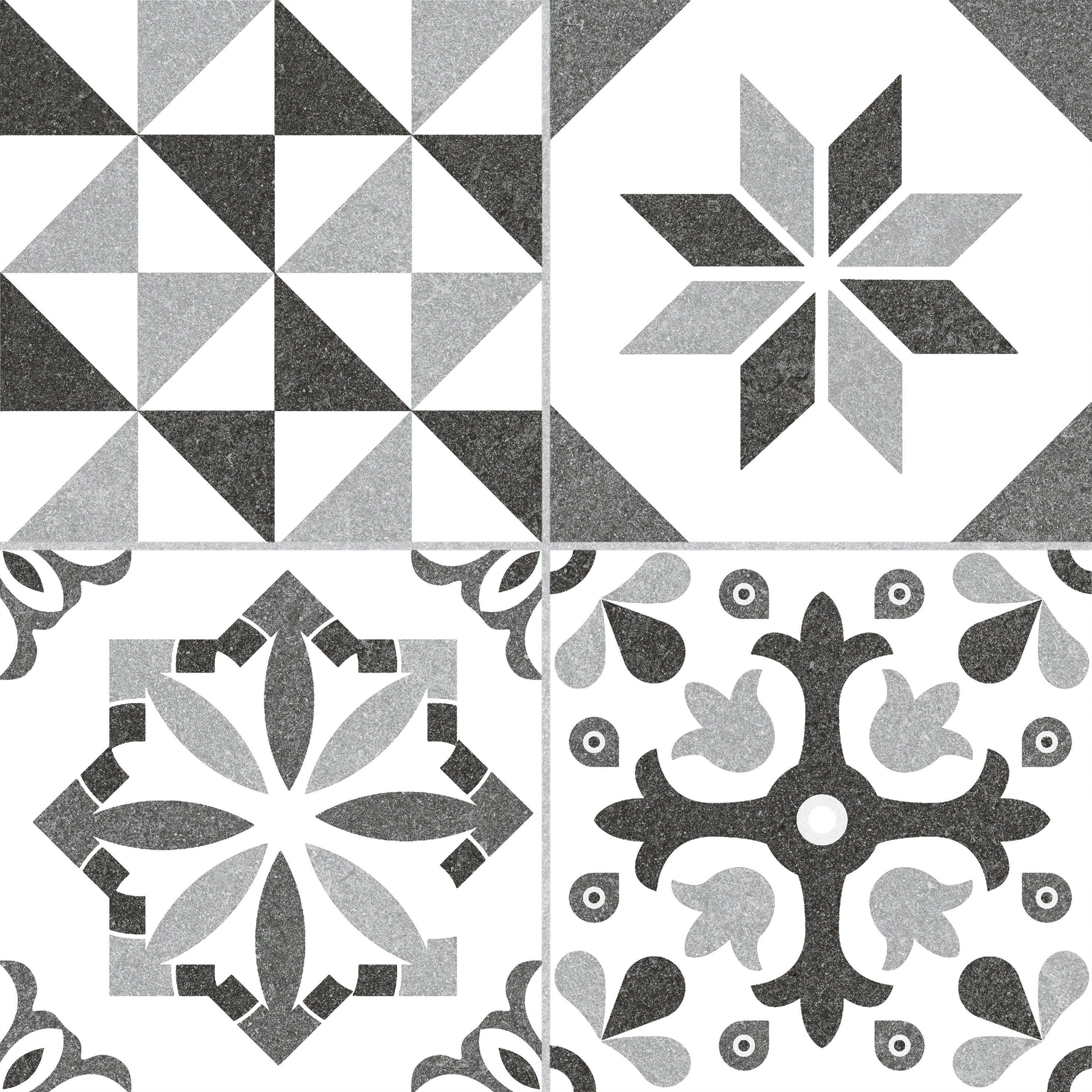Carrelage sol/mur intérieur effet papier peint gris Bando l.45 x L.45 cm - 5