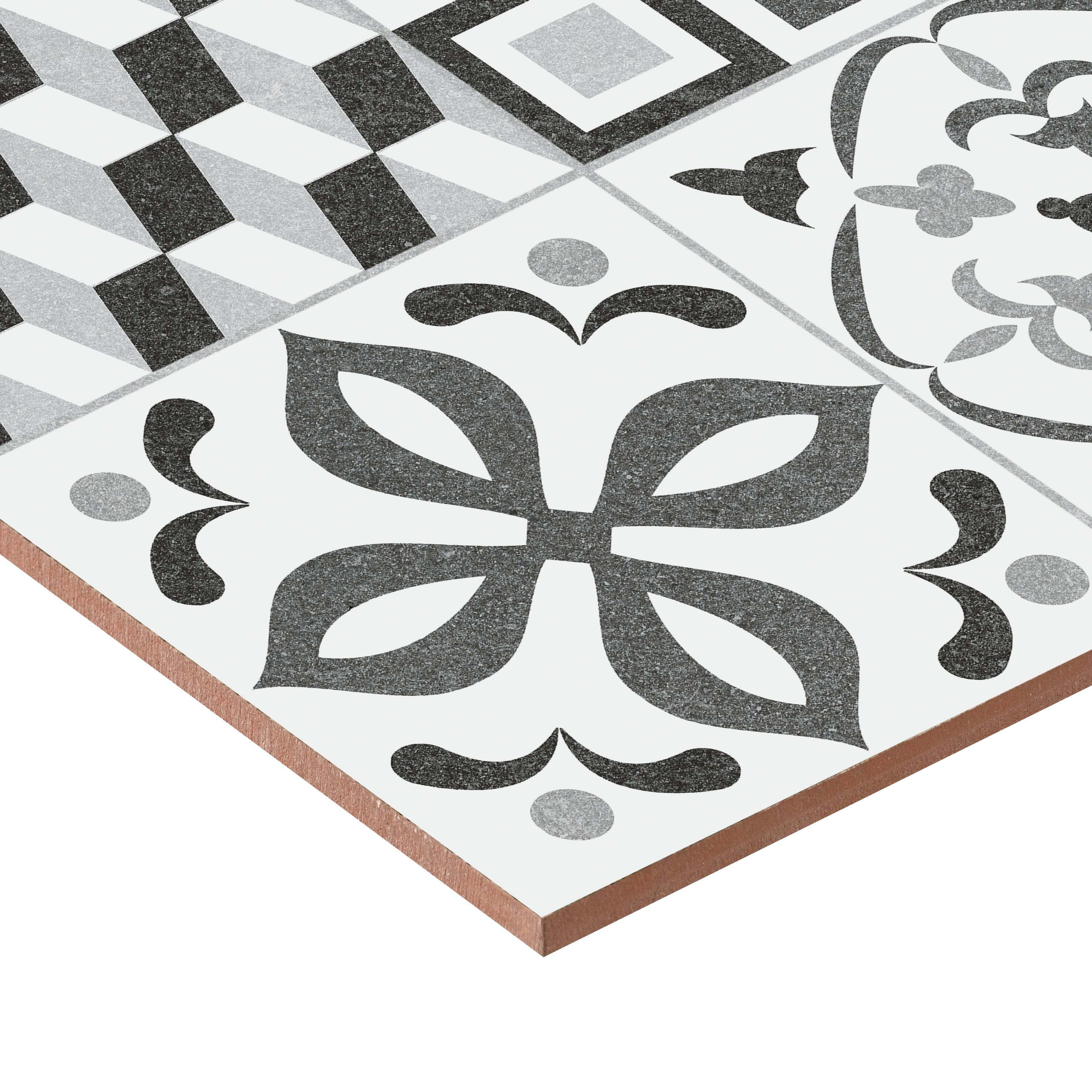 Carrelage sol/mur intérieur effet papier peint gris Bando l.45 x L.45 cm - 4